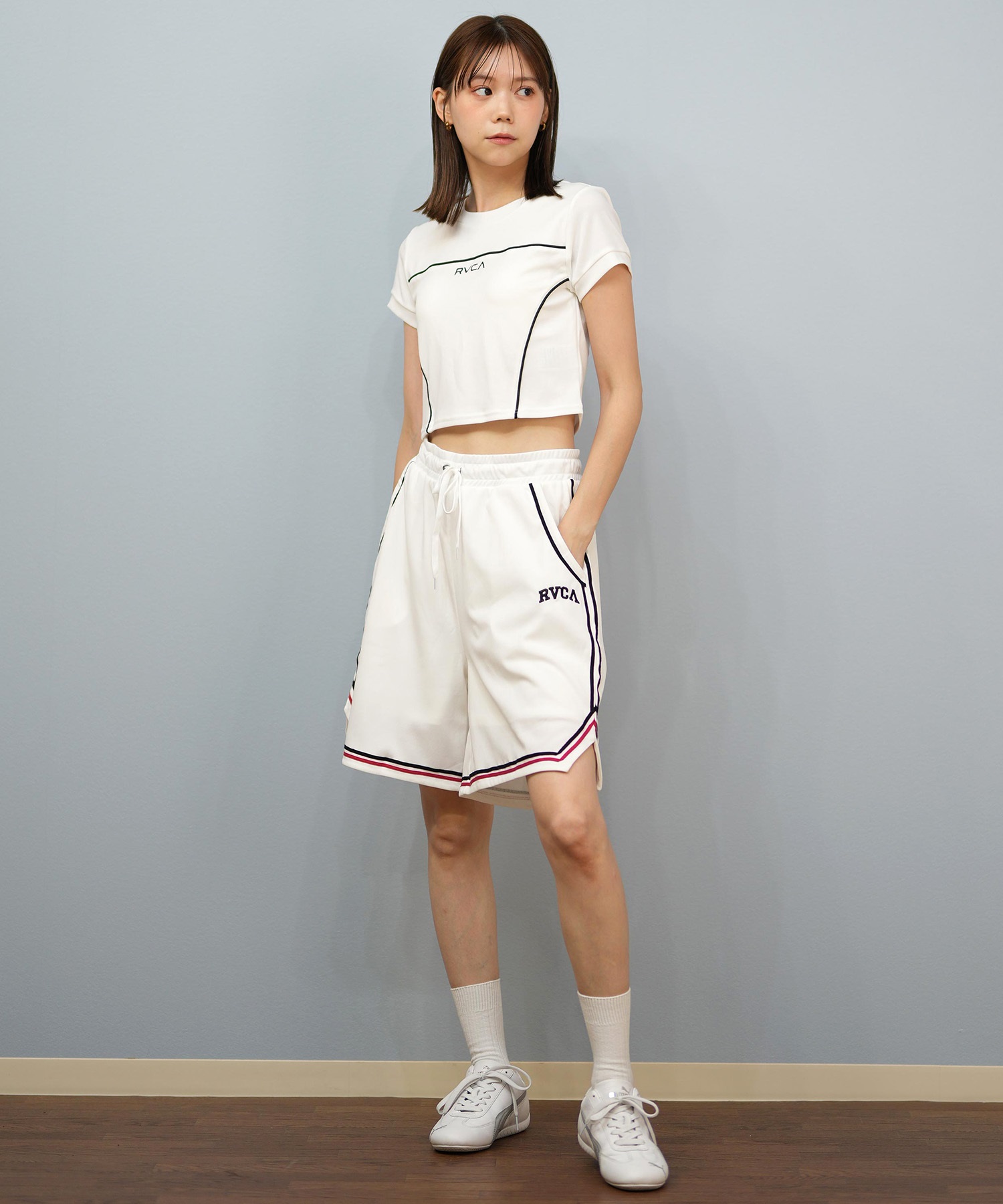 RVCA ルーカ 水着 トランクス レディース ショートパンツ ハーフパンツ パイピング 水陸両用 UVカット BF04C-P65(WHT-M)