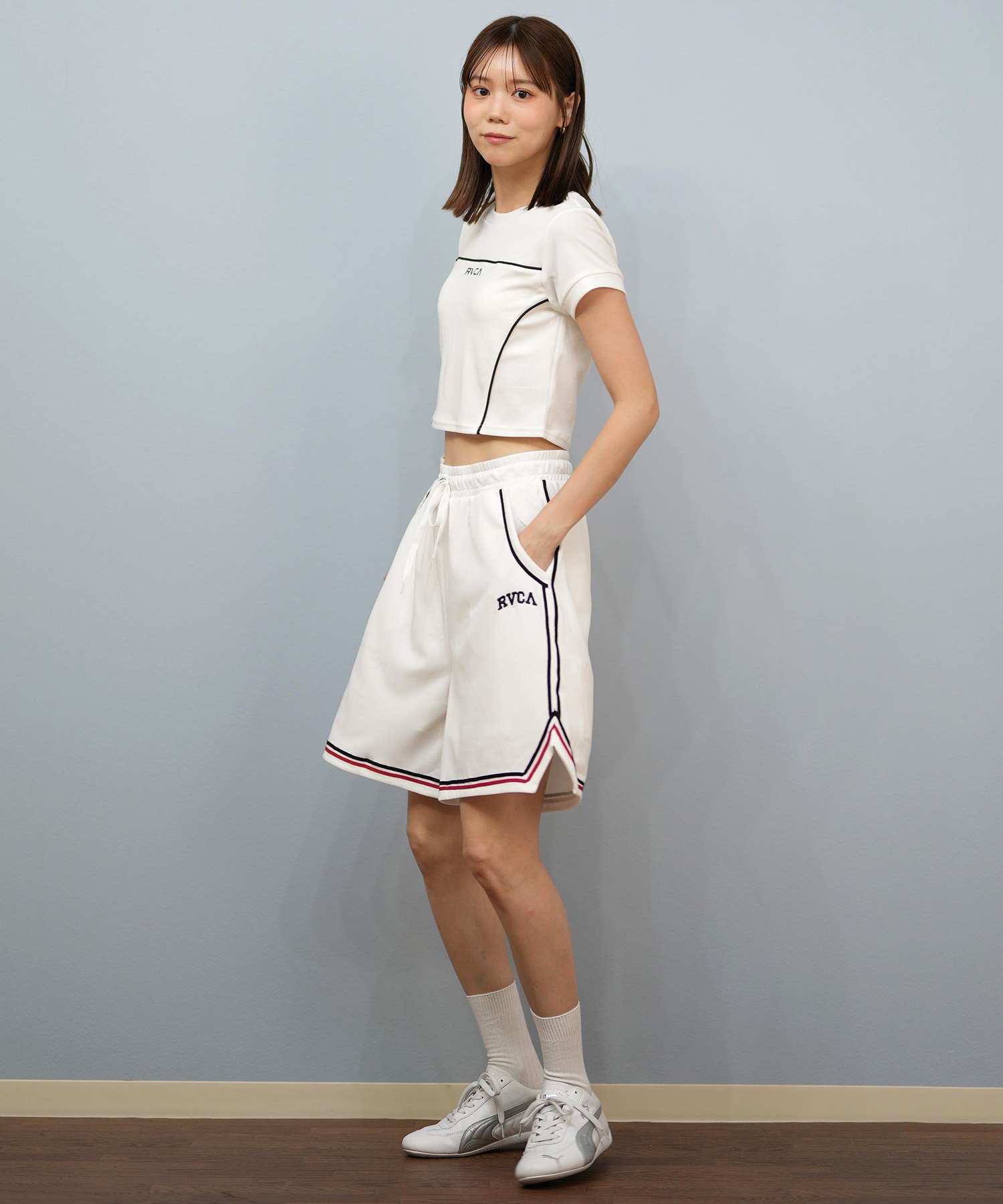 RVCA ルーカ 水着 トランクス レディース ショートパンツ ハーフパンツ パイピング 水陸両用 UVカット BF04C-P65(WHT-M)