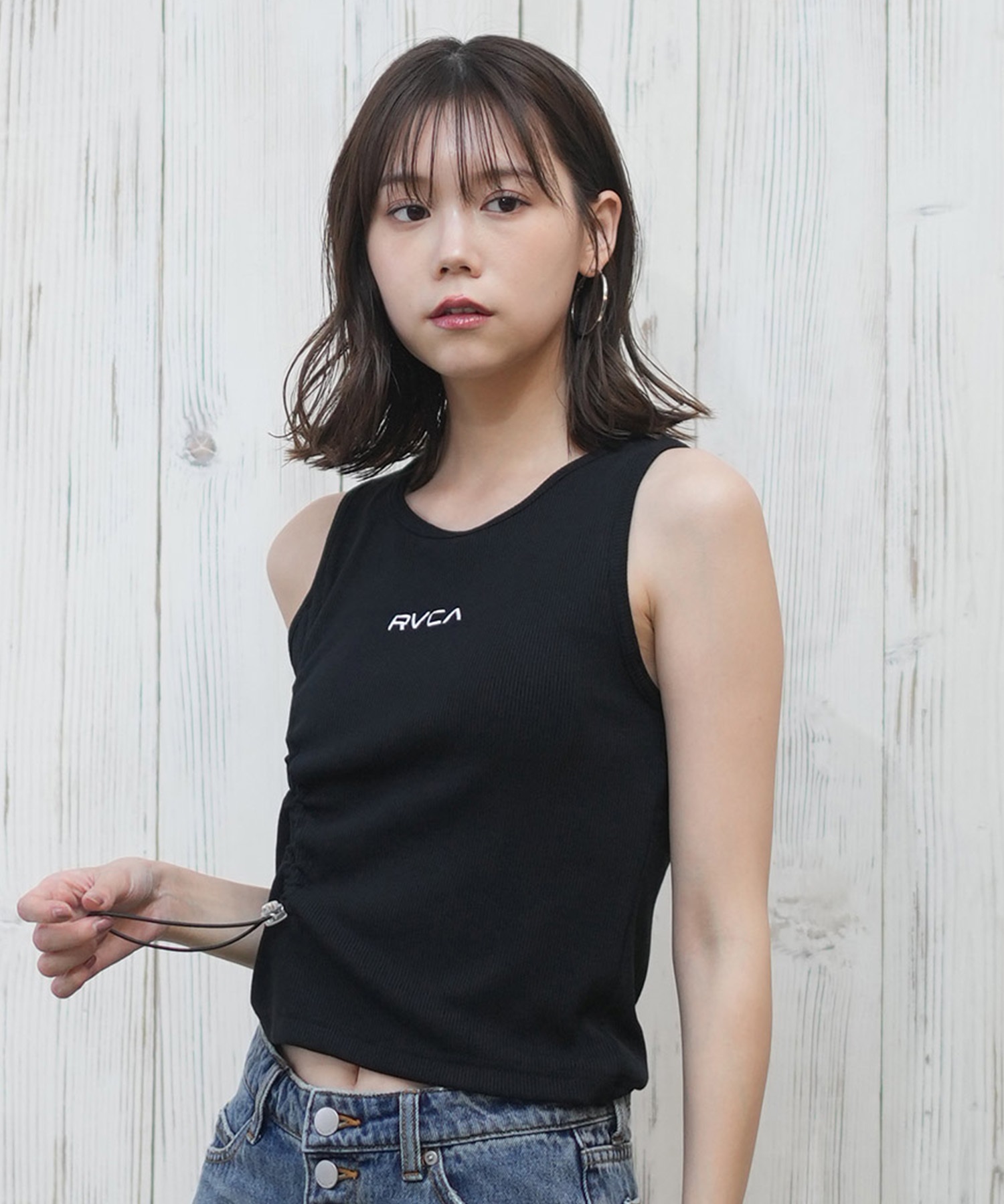 RVCA ルーカ ラッシュガード レディース タンクトップ カップ付 ワンポイント ロゴ 水陸両用 UVカット BF043-856(WHT-M)