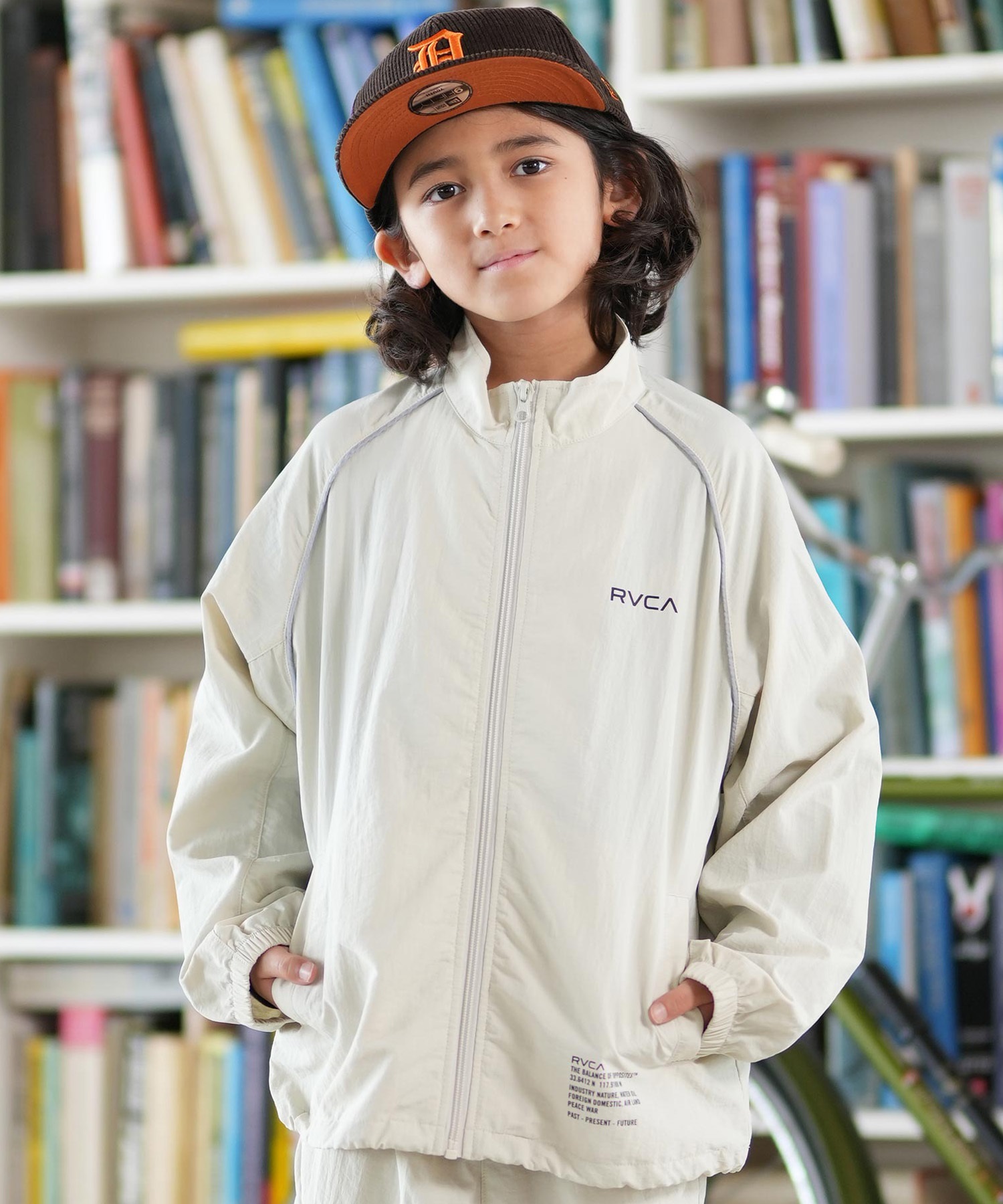 RVCA ルーカ ナイロン ジャケット キッズ ジュニア 子供 バックプリント ロゴ MIL NYLON JACKET BF046-751(BLK-140cm)
