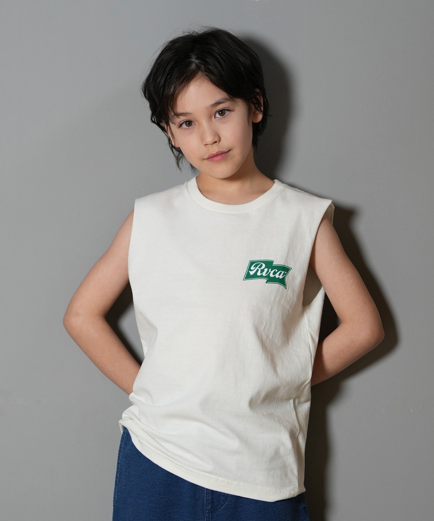 RVCA ルーカ タンクトップ キッズ ジュニア 子供 バックプリント ロゴ ONSHORE TT BF04E-254(BLK-130cm)