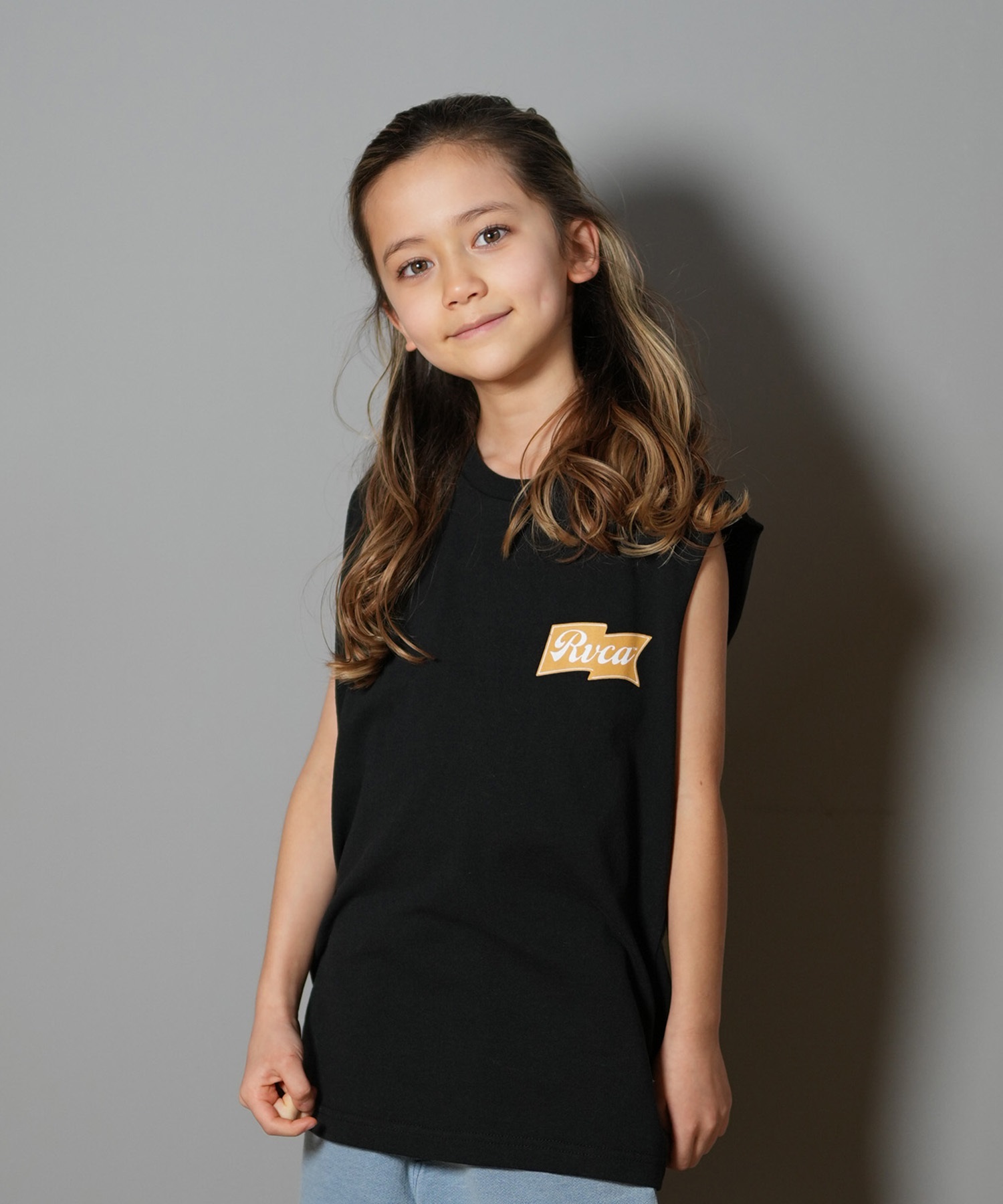 RVCA ルーカ タンクトップ キッズ ジュニア 子供 バックプリント ロゴ ONSHORE TT BF04E-254(BLK-130cm)