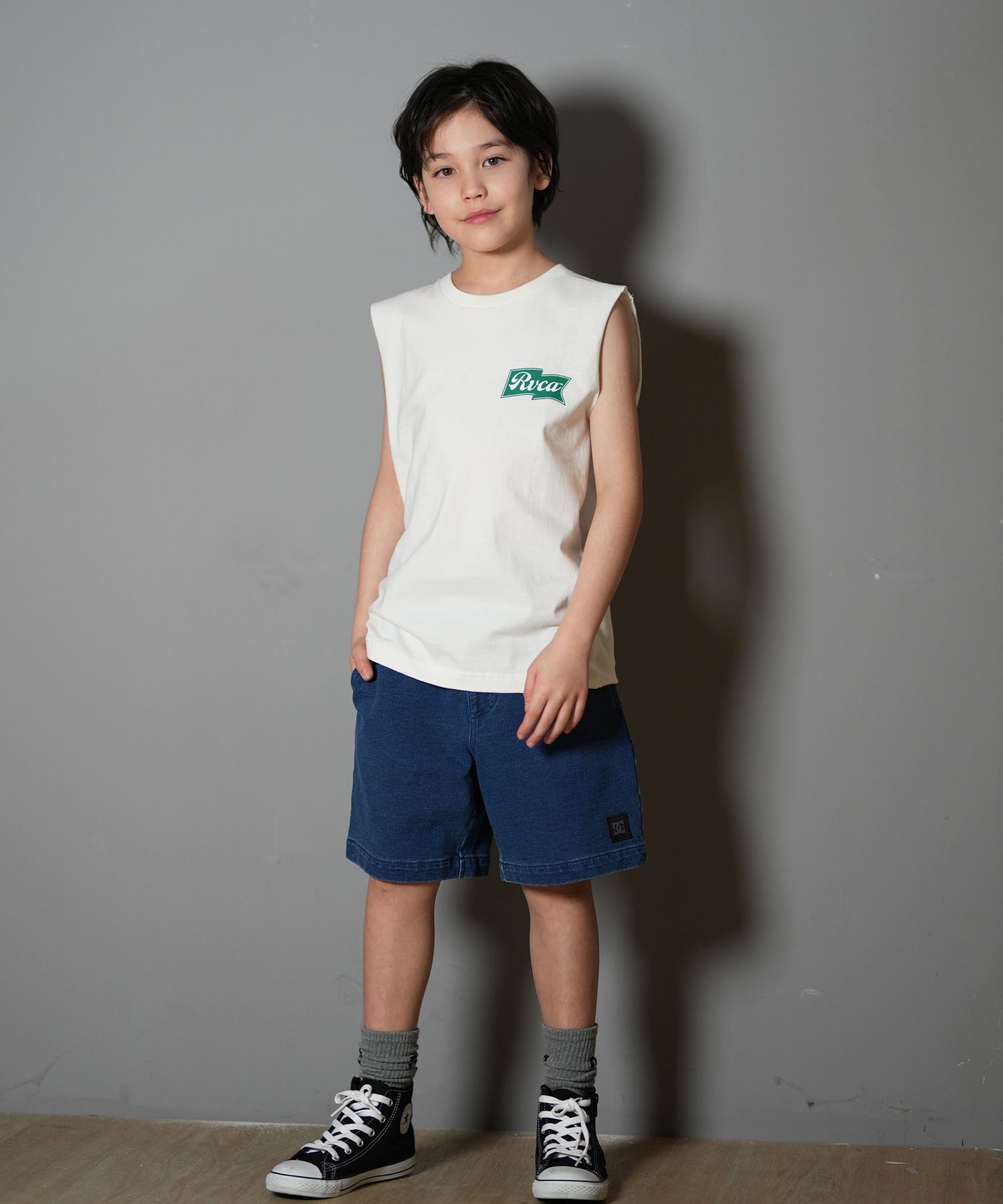 RVCA ルーカ タンクトップ キッズ ジュニア 子供 バックプリント ロゴ ONSHORE TT BF04E-254(BLK-130cm)