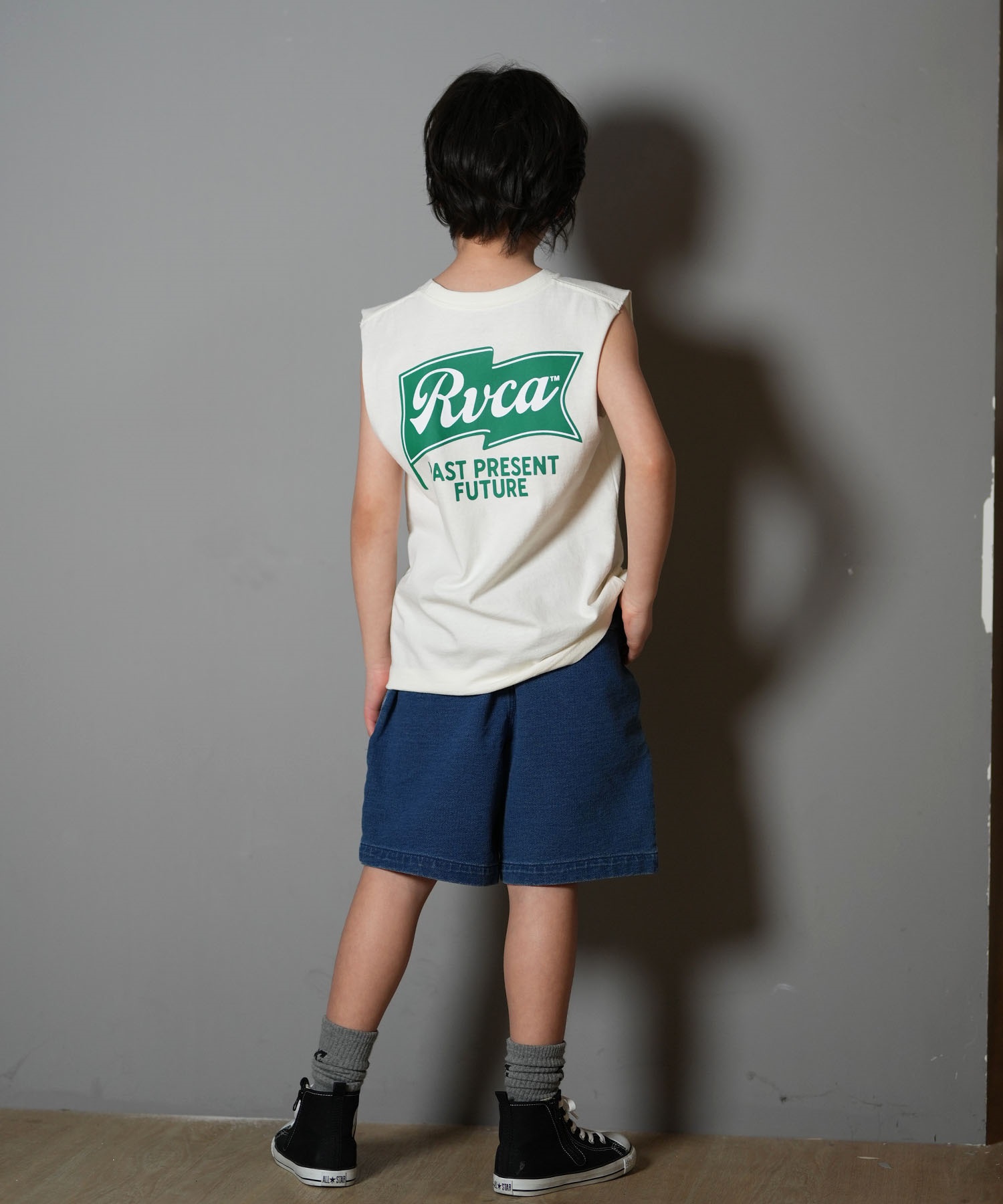RVCA ルーカ タンクトップ キッズ ジュニア 子供 バックプリント ロゴ ONSHORE TT BF04E-254(BLK-130cm)