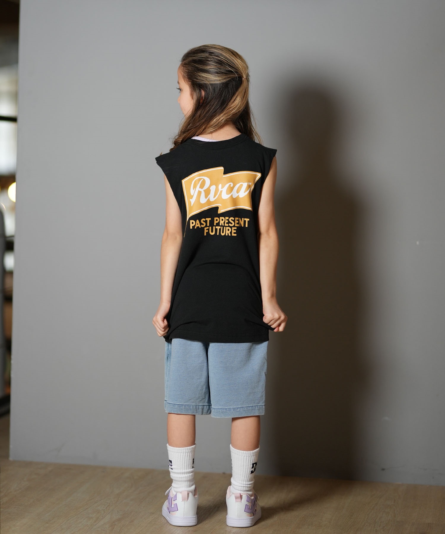 RVCA ルーカ タンクトップ キッズ ジュニア 子供 バックプリント ロゴ ONSHORE TT BF04E-254(BLK-130cm)