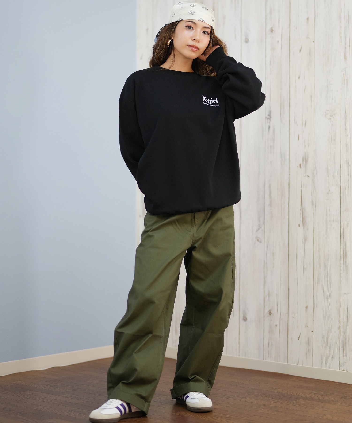 スウェット トレーナー X-girl エックスガール X-girl エックスガール スウェットトップス PLUMP LOGO LAYERED