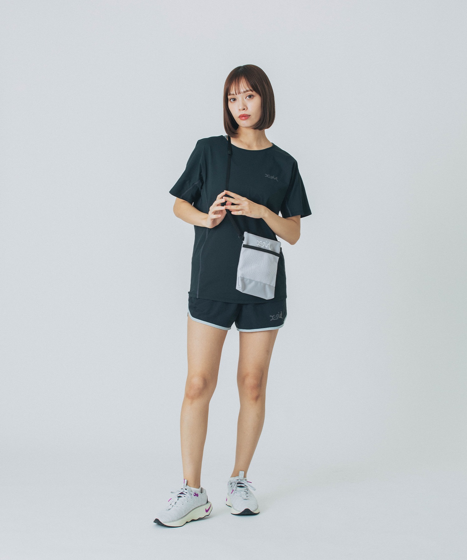X-GIRL エックスガール ショルダーバッグ SACOCHE サコッシュ 155251053002(BLACK-ONE)