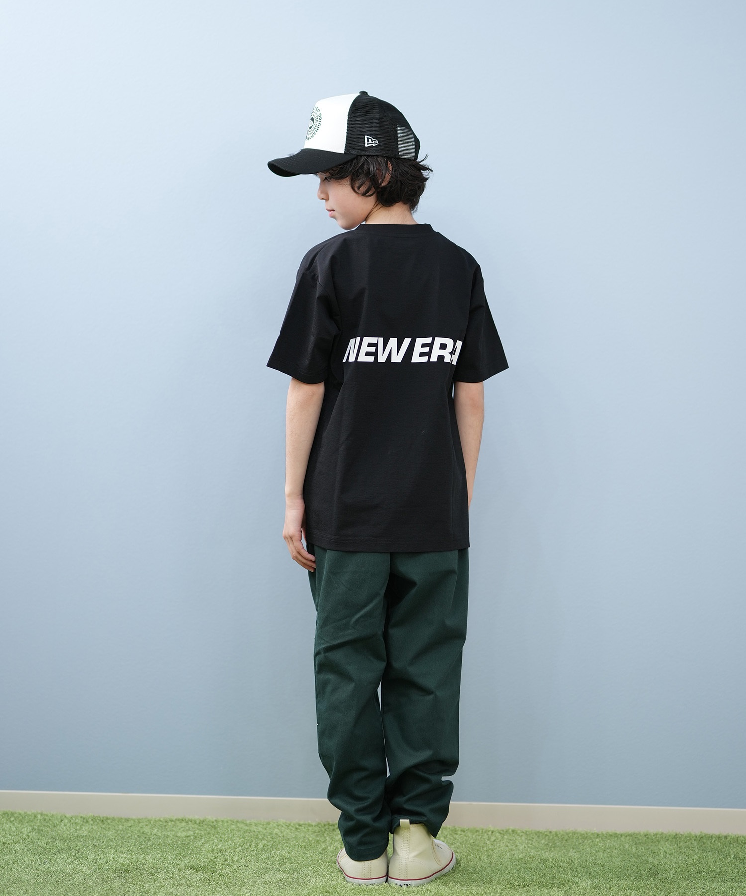 NEW ERA ニューエラ 半袖 Tシャツ キッズ ジュニア 子供 水陸両用 Youth ユーティリティー Wordmark ブラック 14391926(BLK-130cm)