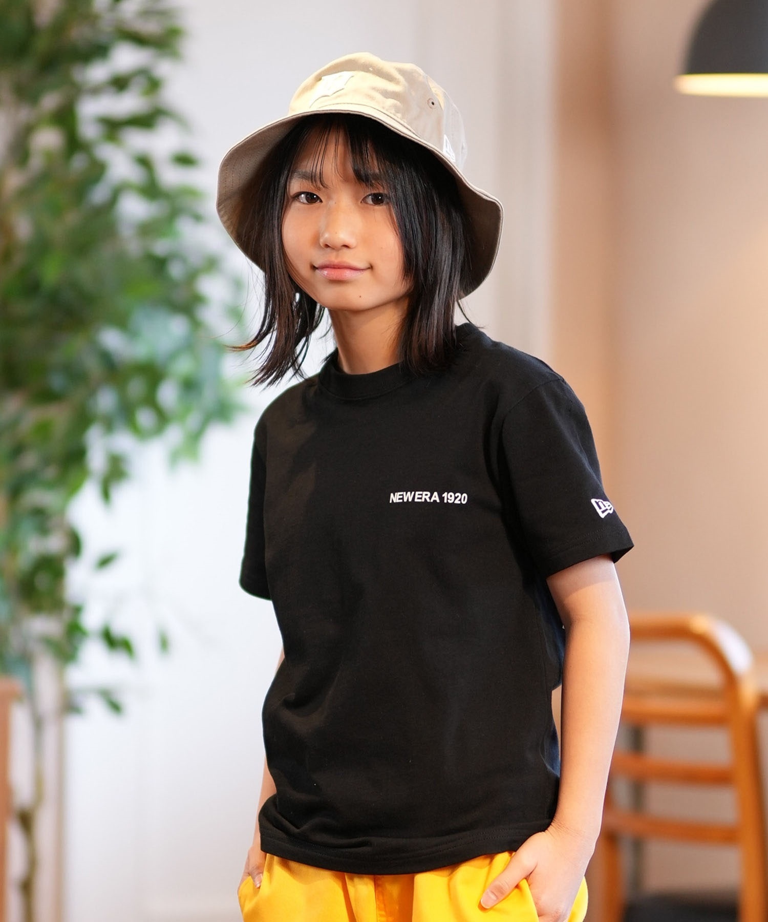 NEW ERA ニューエラ 半袖 Tシャツ キッズ バックプリント Youth 半袖 コットン Tシャツ NEW ERA 1920 14414388(BLK-130cm)