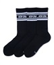 NEW ERA ニューエラ ソックス 靴下 ロゴ クルー丈 SOCKS CREW 3足セット ライン 14518182(BLK-25.0cm)