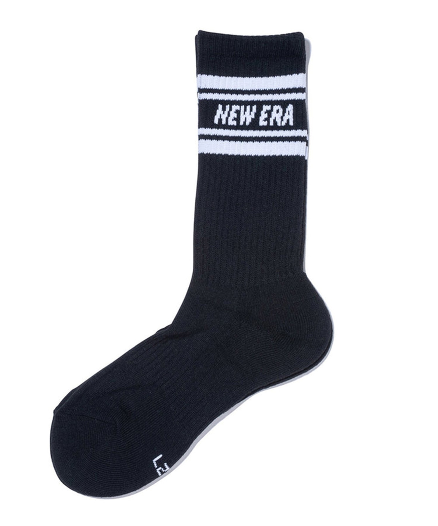 NEW ERA ニューエラ ソックス 靴下 ロゴ クルー丈 SOCKS CREW 3足セット ライン 14518182(BLK-25.0cm)