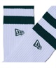 NEW ERA ニューエラ 靴下 ソックス クルー 2ペア ライン フラッグロゴ エンブロイダリー ベージュ ダークグリーン 14518184(MULTI-23cm)