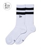 NEW ERA ニューエラ 靴下 ソックス SOCKS CREW 2足セット ライン フラッグロゴ エンブロイダリー 14518185(MULTI-23cm)