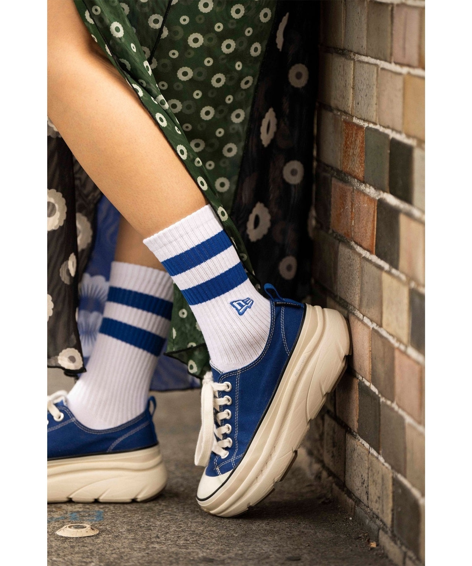 NEW ERA ニューエラ 靴下 ソックス SOCKS CREW 2足セット ライン フラッグロゴ エンブロイダリー 14518185(MULTI-23cm)