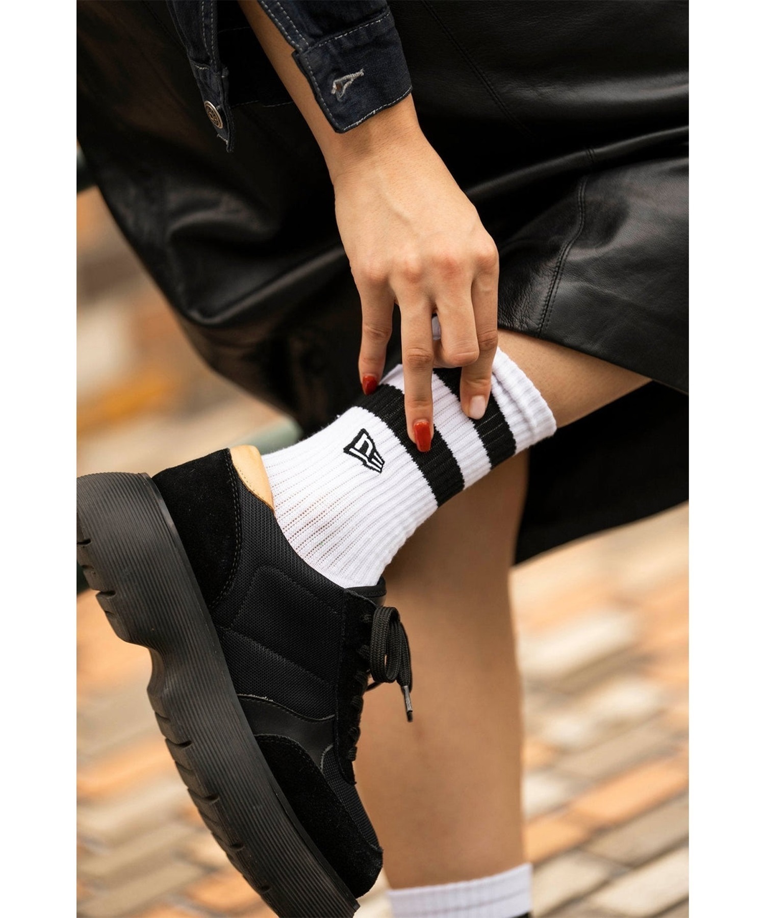 NEW ERA ニューエラ 靴下 ソックス SOCKS CREW 2足セット ライン フラッグロゴ エンブロイダリー 14518185(MULTI-23cm)