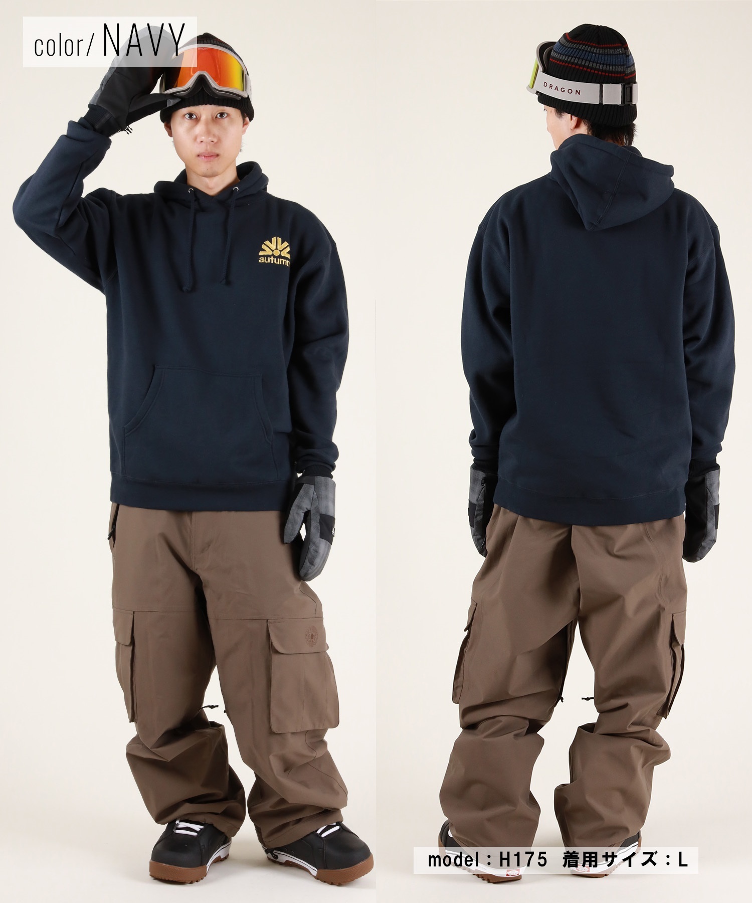 AUTUMN オータム ICON HOODIE スノーボード ウェア インナーウェア ユニセックス ムラサキスポーツ 25-26モデル MM D25【2526】(NAVY-S)