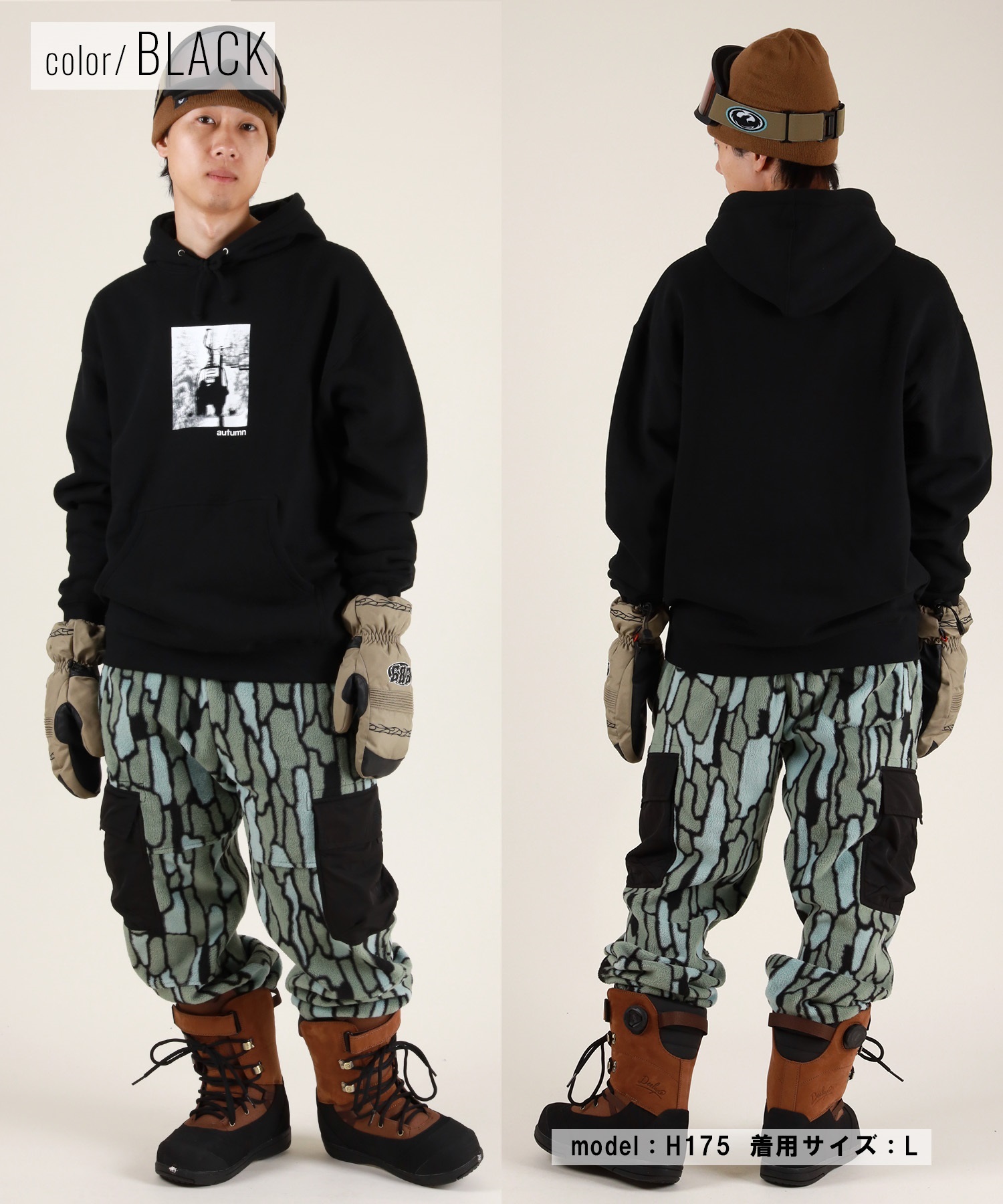 AUTUMN オータム  HIGHWAY HOODIE スノーボード ウェア インナーウェア ユニセックスムラサキスポーツ 25-26モデル MM D25【2526】(BLACK-S)