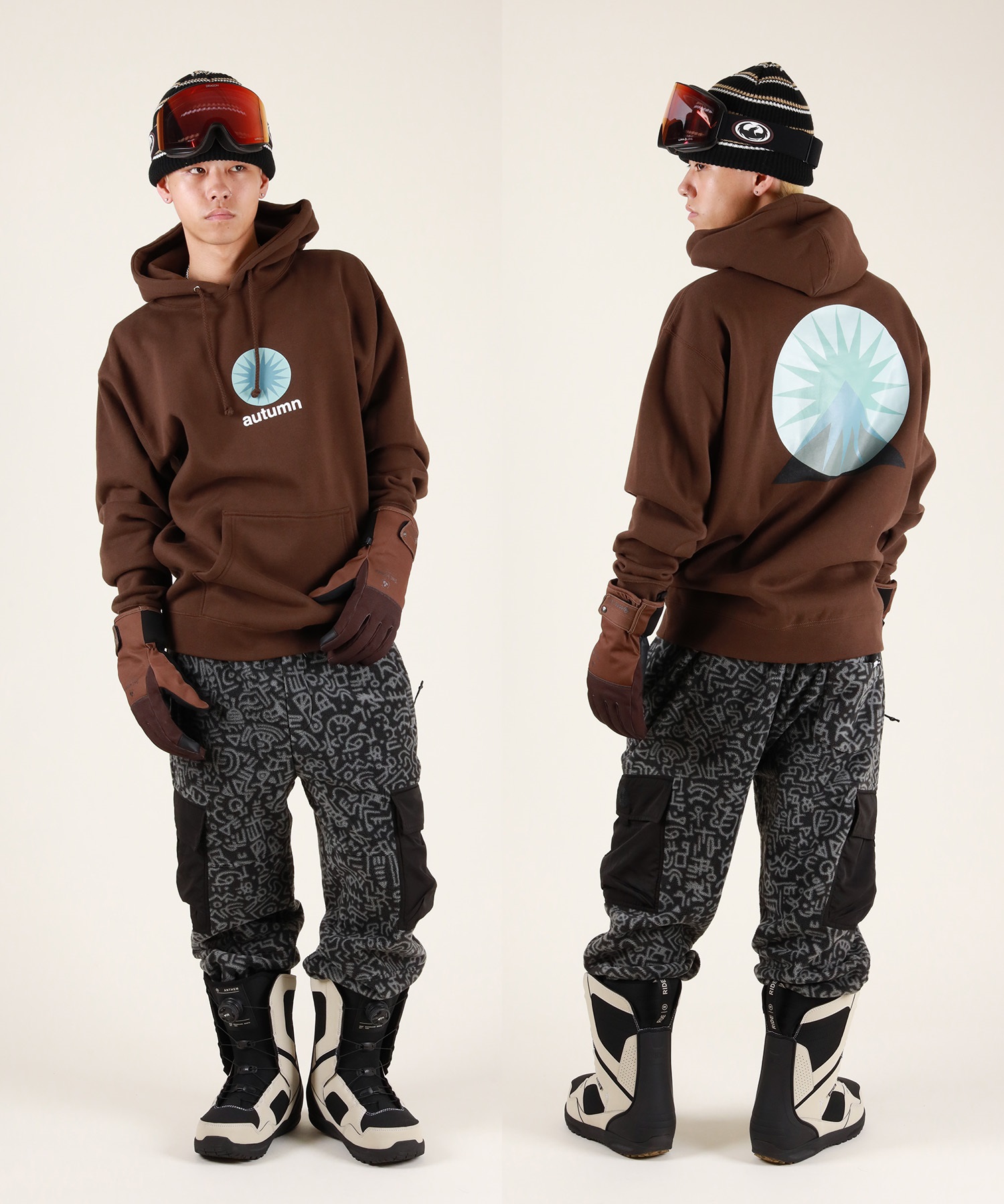 【早期購入/店頭受取対象外】AUTUMN オータム スノーボード ウェア インナーウェア ユニセックス EARLYBIRD HOODIE ムラサキスポーツ 25-26モデル MM D25(BROWN-S)