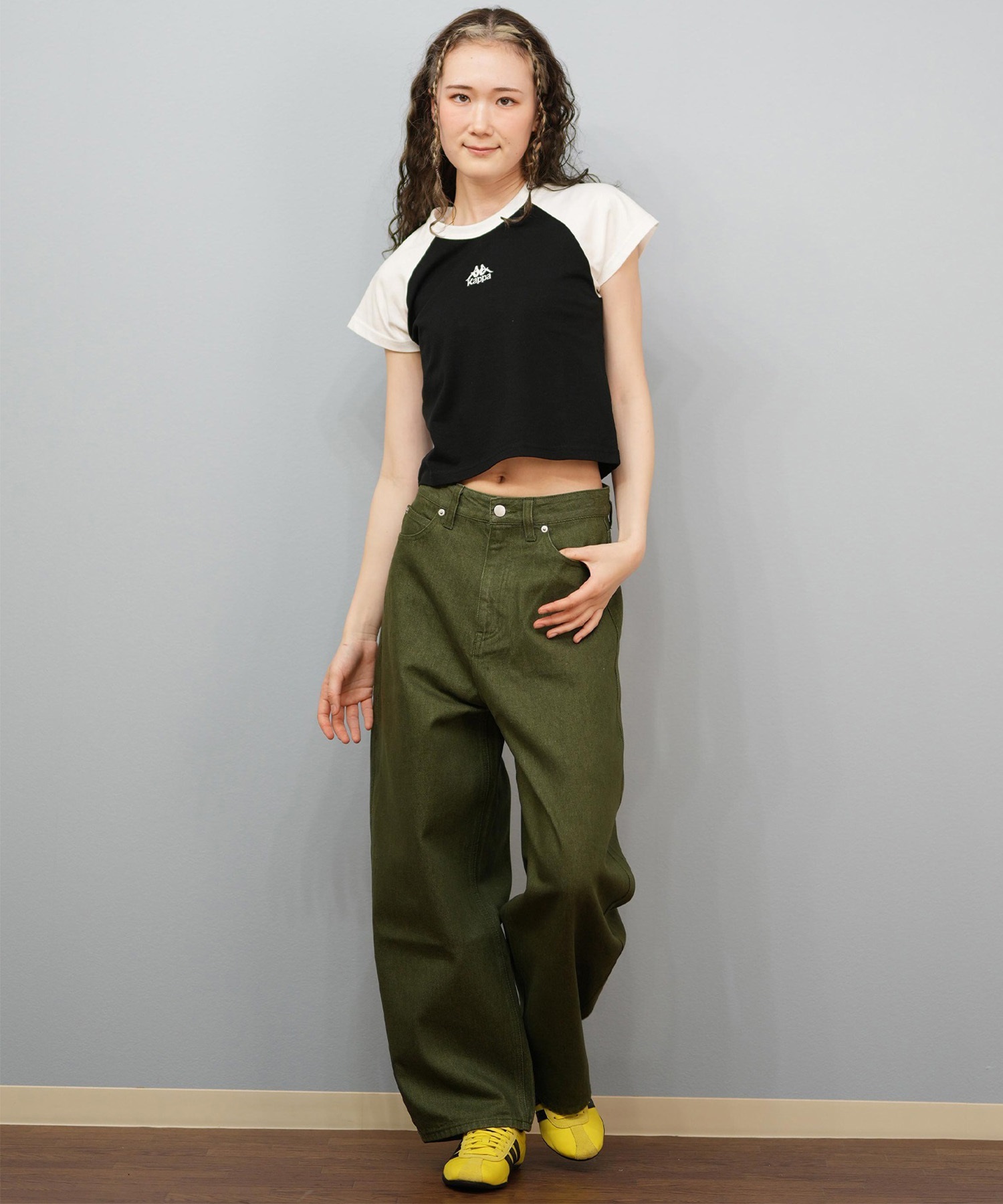 ジャザサイズ　クロップトップ&カーゴパンツセット Mサイズ Kappa カッパ 半袖 Tシャツ レディース クロップド丈 ショート丈 刺繍