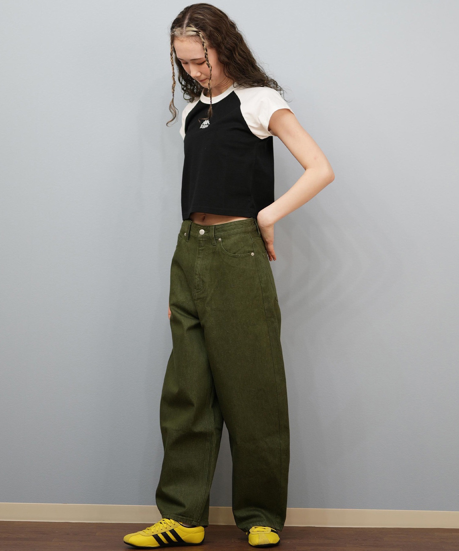 Kappa カッパ 半袖 Tシャツ レディース クロップド丈 ショート丈 刺繍