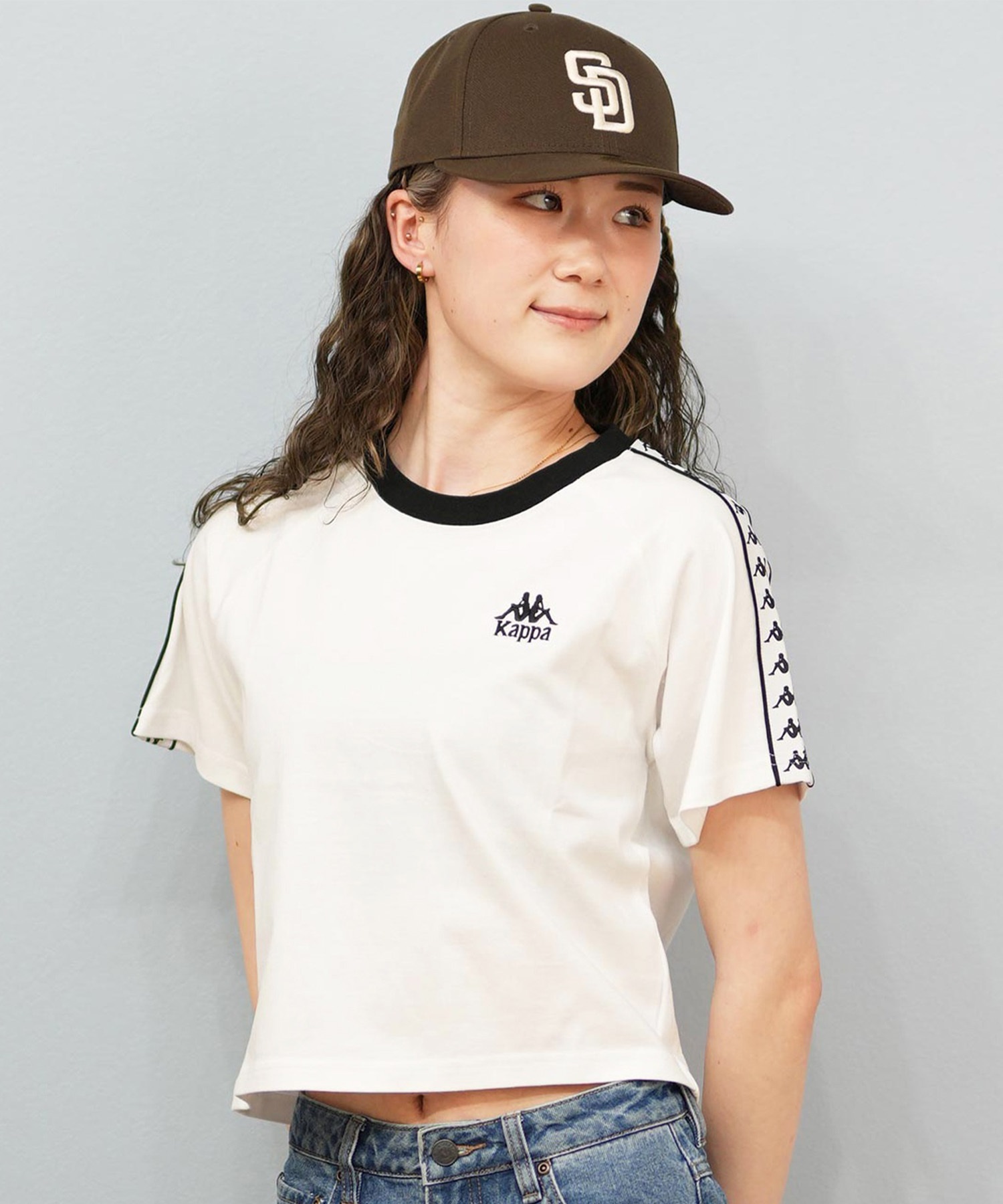 Kappa カッパ 半袖 Tシャツ レディース リンガーTシャツ クロップド丈