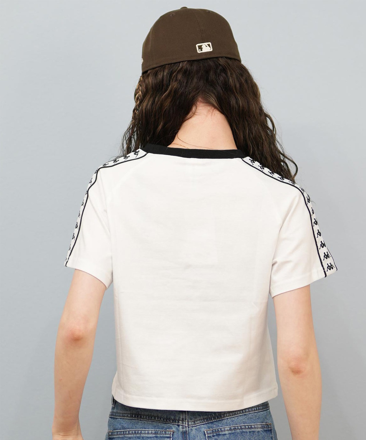 Kappa カッパ 半袖 Tシャツ レディース リンガーTシャツ クロップド丈 ショート丈 ロゴ 215938 Kappa カッパ 半袖 Tシャツ レディース リンガーTシャツ