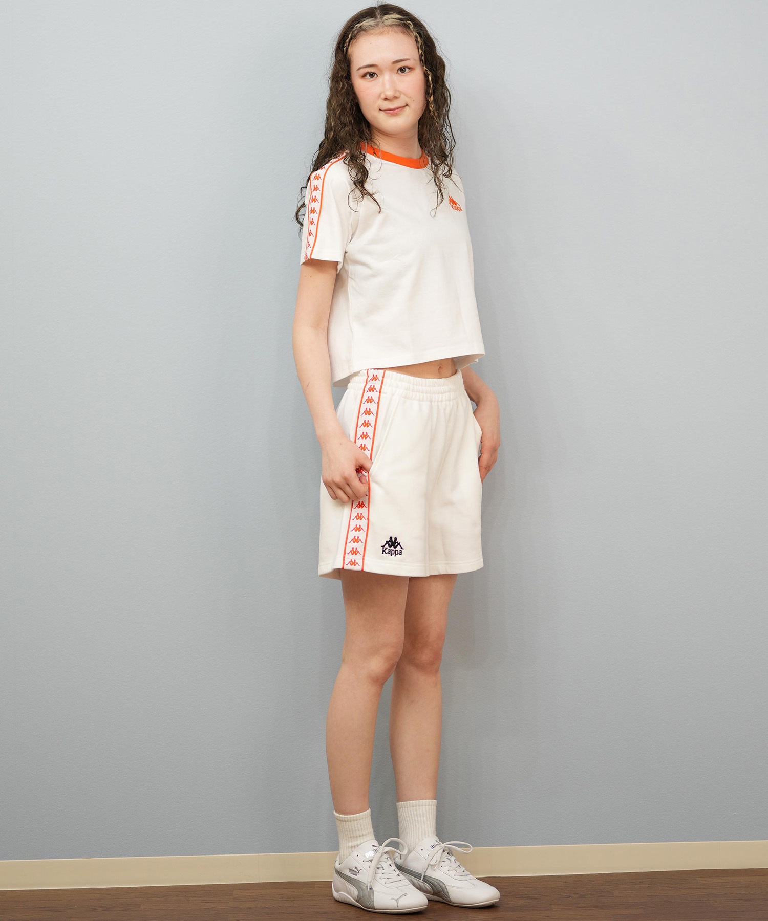Kappa - Kappa オレンジ ショートパンツ 7号 Kappa カッパ ハーフパンツ ショートパンツ レディース テープ