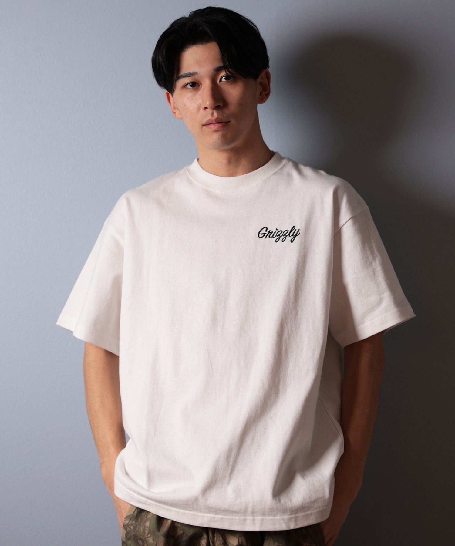 GRIZZLY グリズリー 半袖 Tシャツ メンズ バックプリント ALOHA BEAR G25SS1401 ムラサキスポーツ限定(WHT-M)
