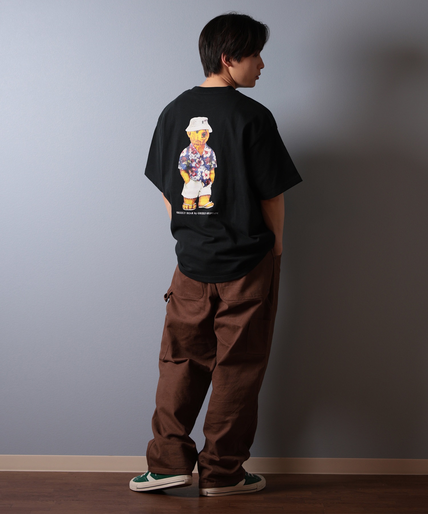 GRIZZLY グリズリー 半袖 Tシャツ メンズ バックプリント ALOHA BEAR G25SS1401 ムラサキスポーツ限定(WHT-M)