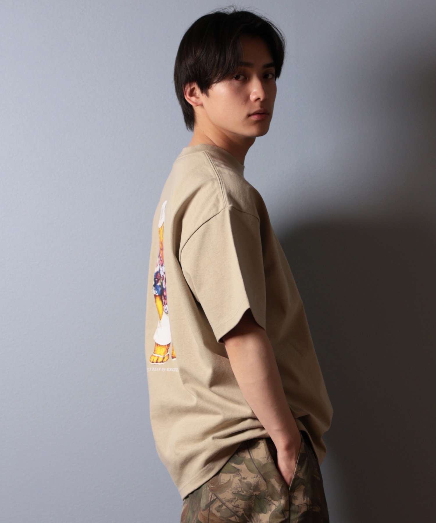 GRIZZLY グリズリー 半袖 Tシャツ メンズ バックプリント ALOHA BEAR G25SS1401 ムラサキスポーツ限定(WHT-M)