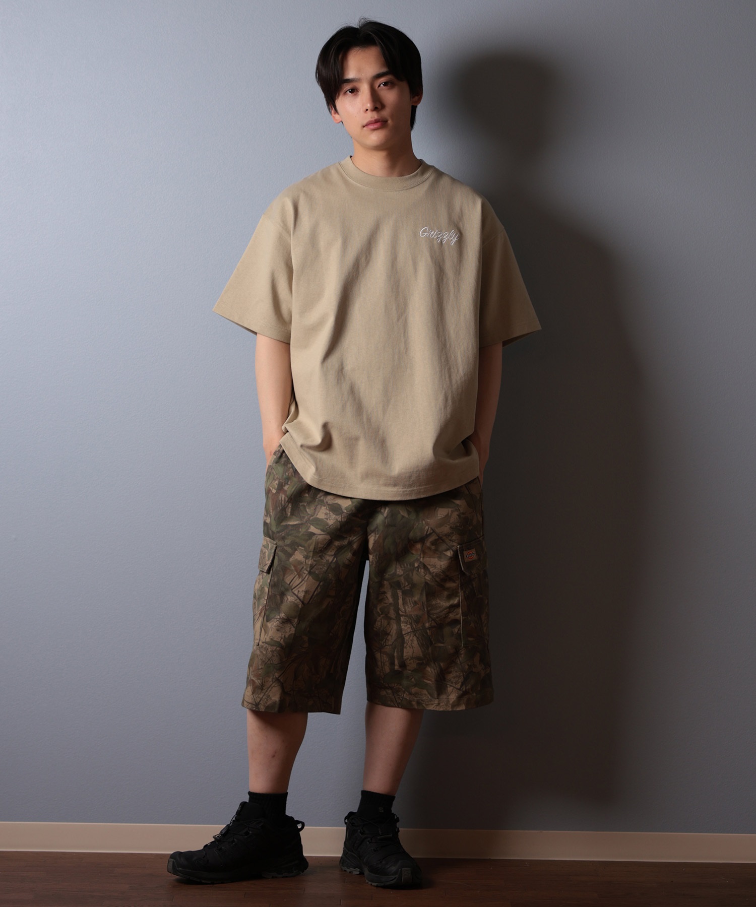 GRIZZLY グリズリー 半袖 Tシャツ メンズ バックプリント ALOHA BEAR G25SS1401 ムラサキスポーツ限定(WHT-M)