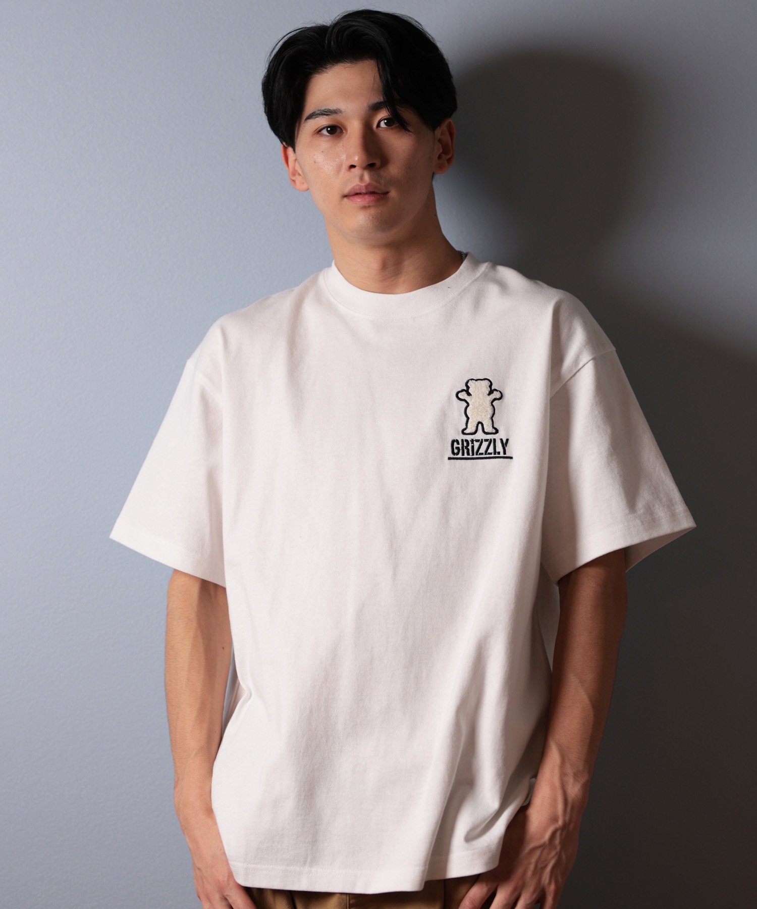 GRIZZLY グリズリー 半袖 Tシャツ メンズ バックプリント BIG PRINT BEAR G25SS1402 ムラサキスポーツ限定(WHT-M)