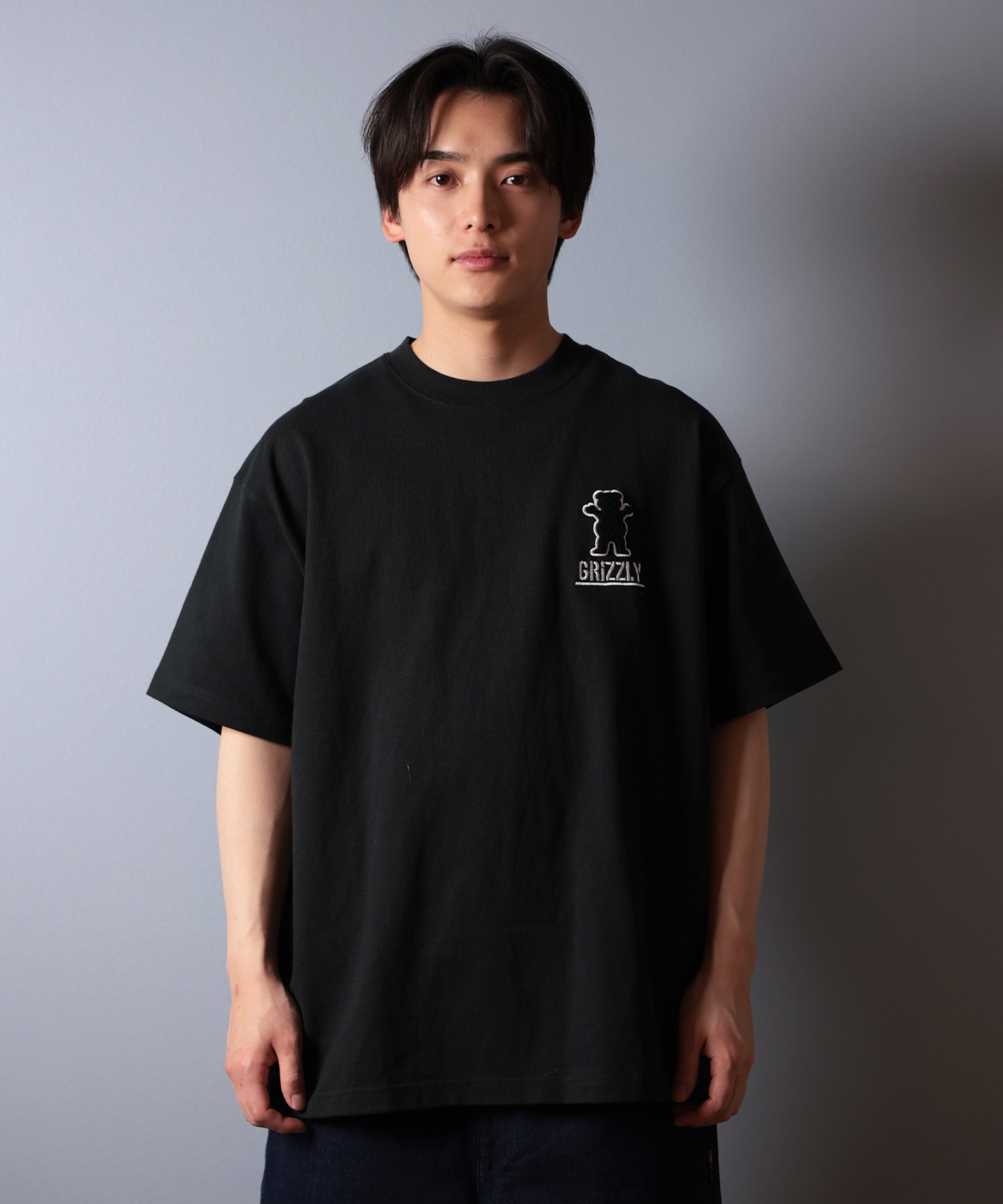GRIZZLY グリズリー 半袖 Tシャツ メンズ バックプリント BIG PRINT BEAR G25SS1402 ムラサキスポーツ限定(WHT-M)