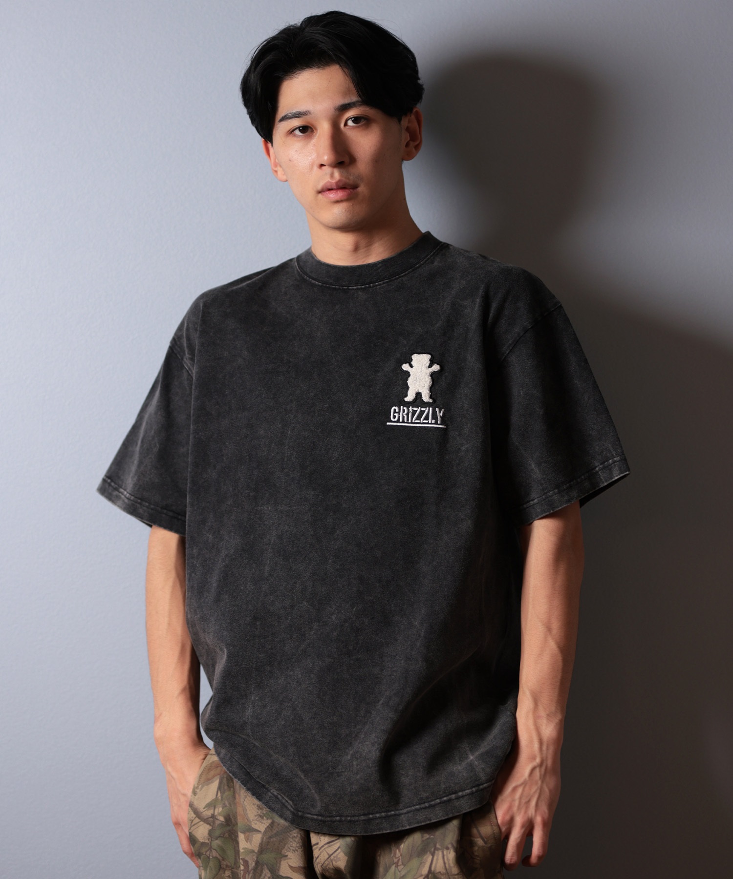 GRIZZLY グリズリー 半袖 Tシャツ メンズ バックプリント BIG PRINT BEAR G25SS1402 ムラサキスポーツ限定(WHT-M)