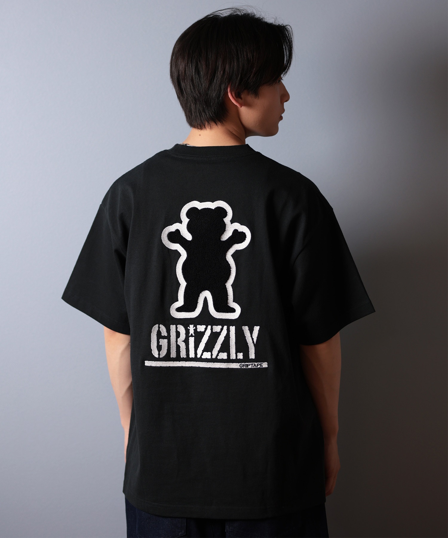GRIZZLY グリズリー 半袖 Tシャツ メンズ バックプリント BIG PRINT BEAR G25SS1402 ムラサキスポーツ限定(WHT-M)
