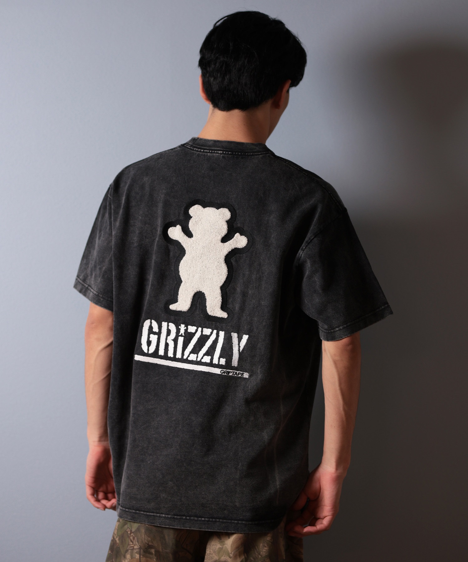GRIZZLY グリズリー 半袖 Tシャツ メンズ バックプリント BIG PRINT BEAR G25SS1402 ムラサキスポーツ限定(WHT-M)