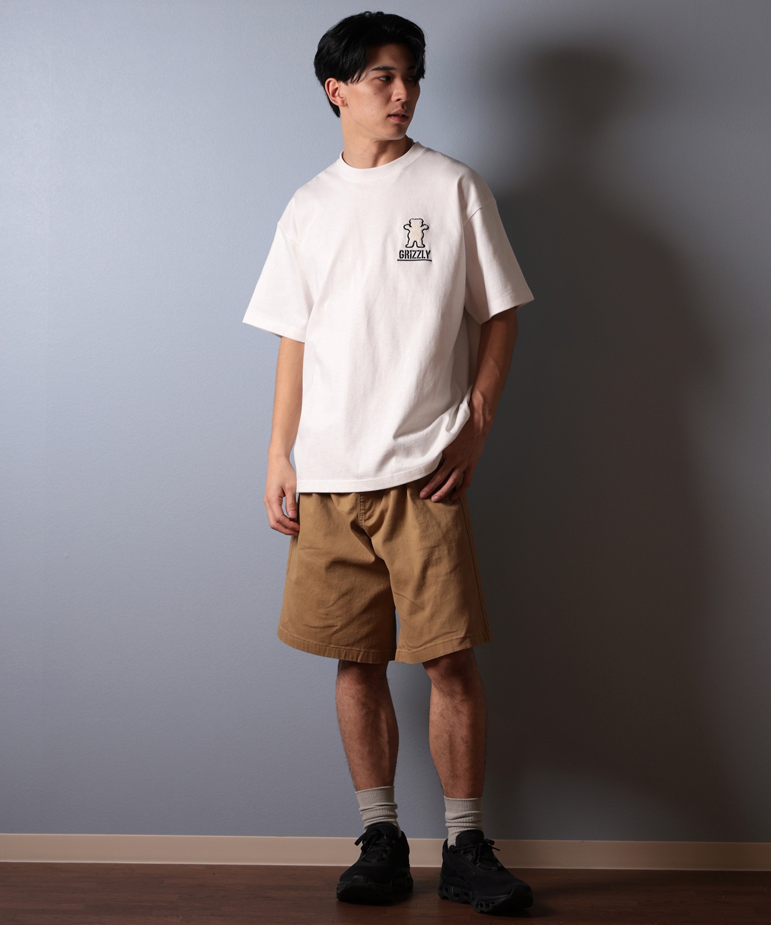 GRIZZLY グリズリー 半袖 Tシャツ メンズ バックプリント BIG PRINT BEAR G25SS1402 ムラサキスポーツ限定(WHT-M)