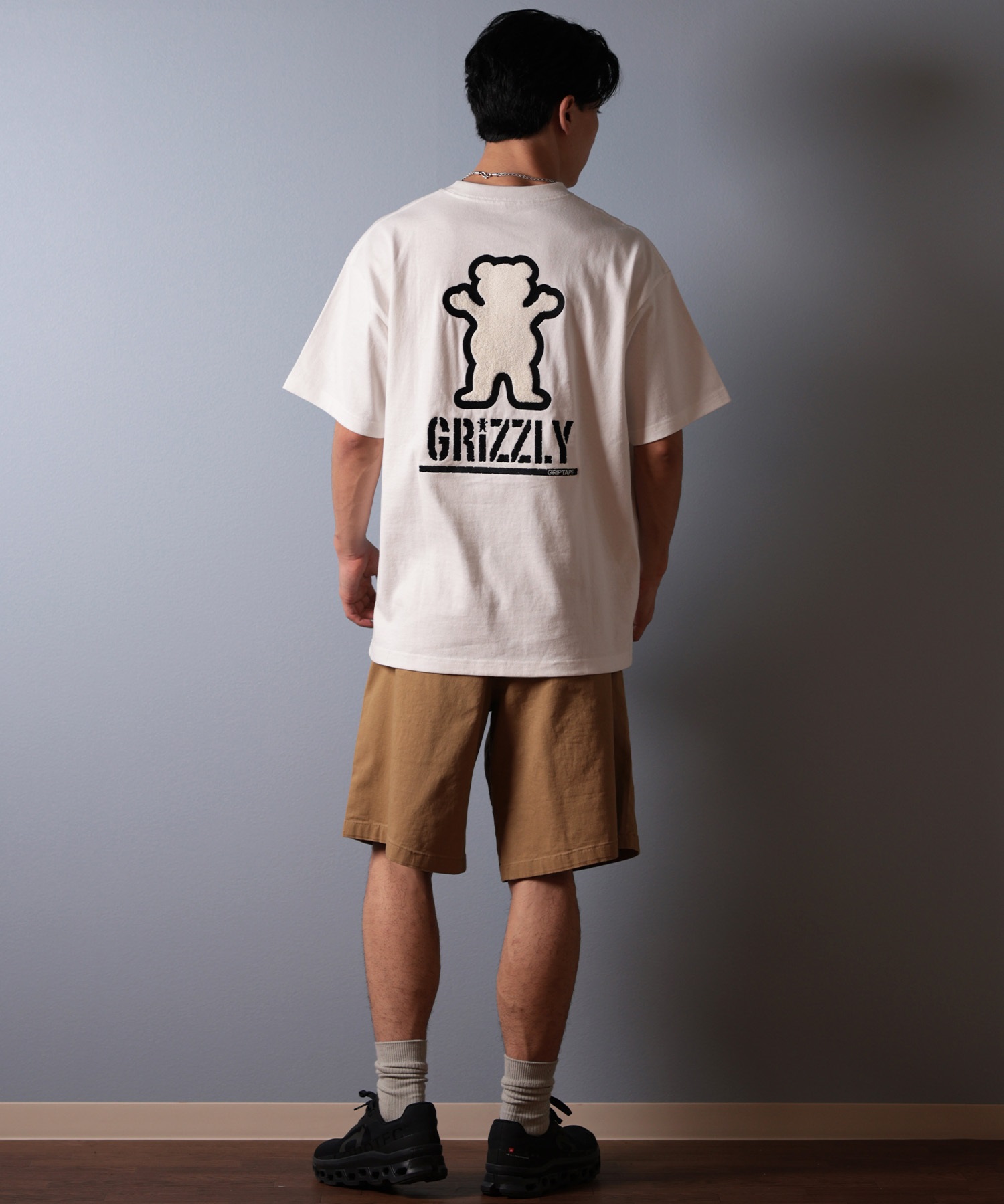 GRIZZLY グリズリー 半袖 Tシャツ メンズ バックプリント BIG PRINT BEAR G25SS1402 ムラサキスポーツ限定(WHT-M)