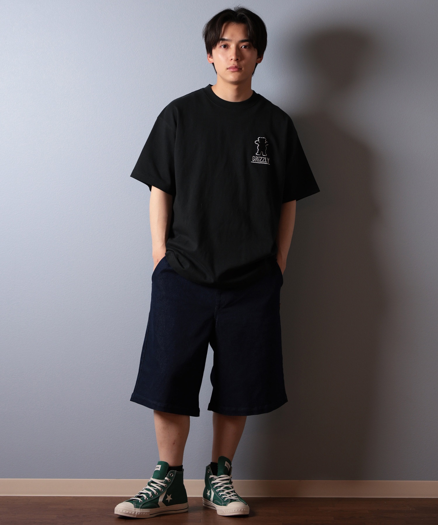 GRIZZLY グリズリー 半袖 Tシャツ メンズ バックプリント BIG PRINT BEAR G25SS1402 ムラサキスポーツ限定(WHT-M)