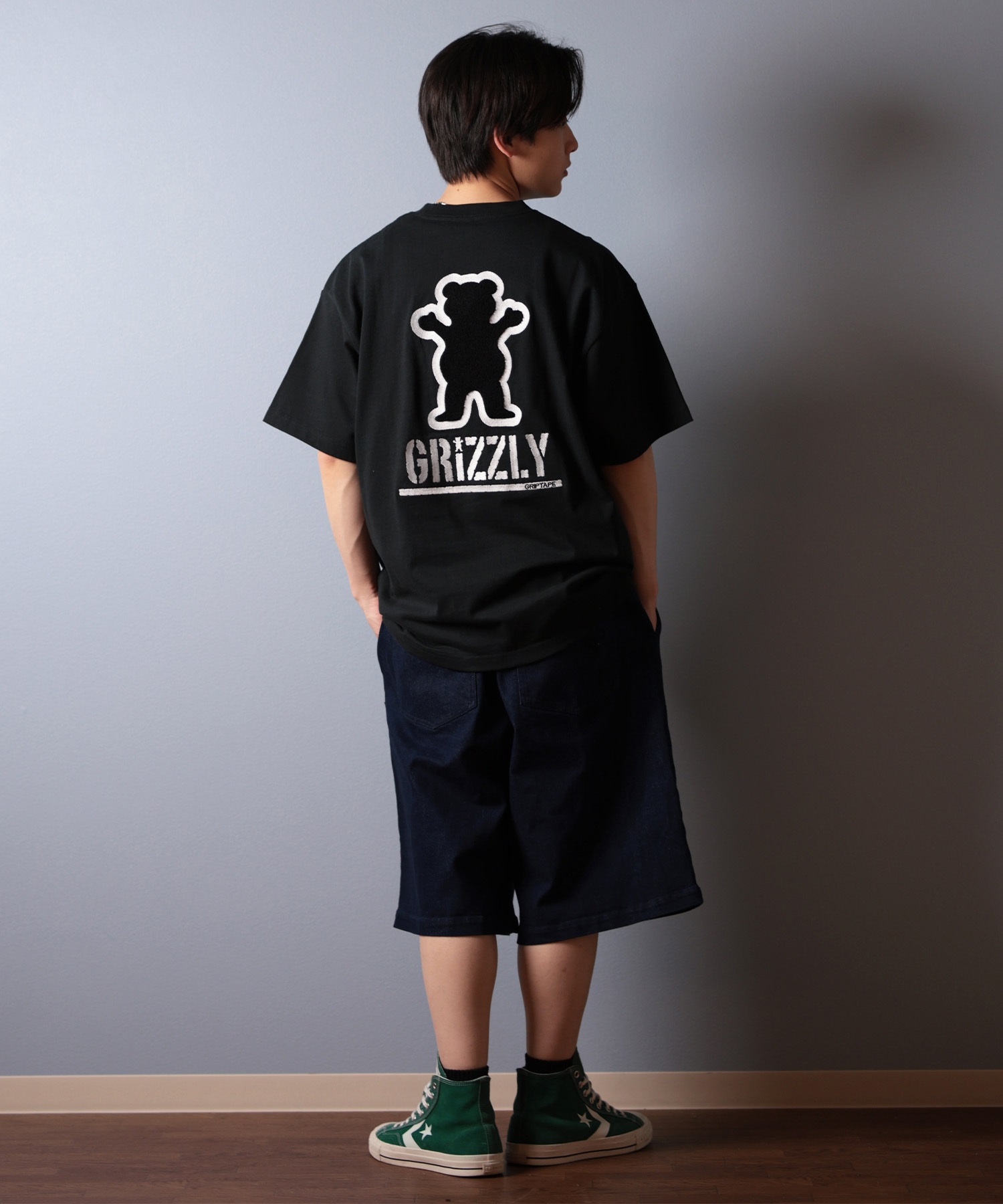 GRIZZLY グリズリー 半袖 Tシャツ メンズ バックプリント BIG PRINT BEAR G25SS1402 ムラサキスポーツ限定(WHT-M)