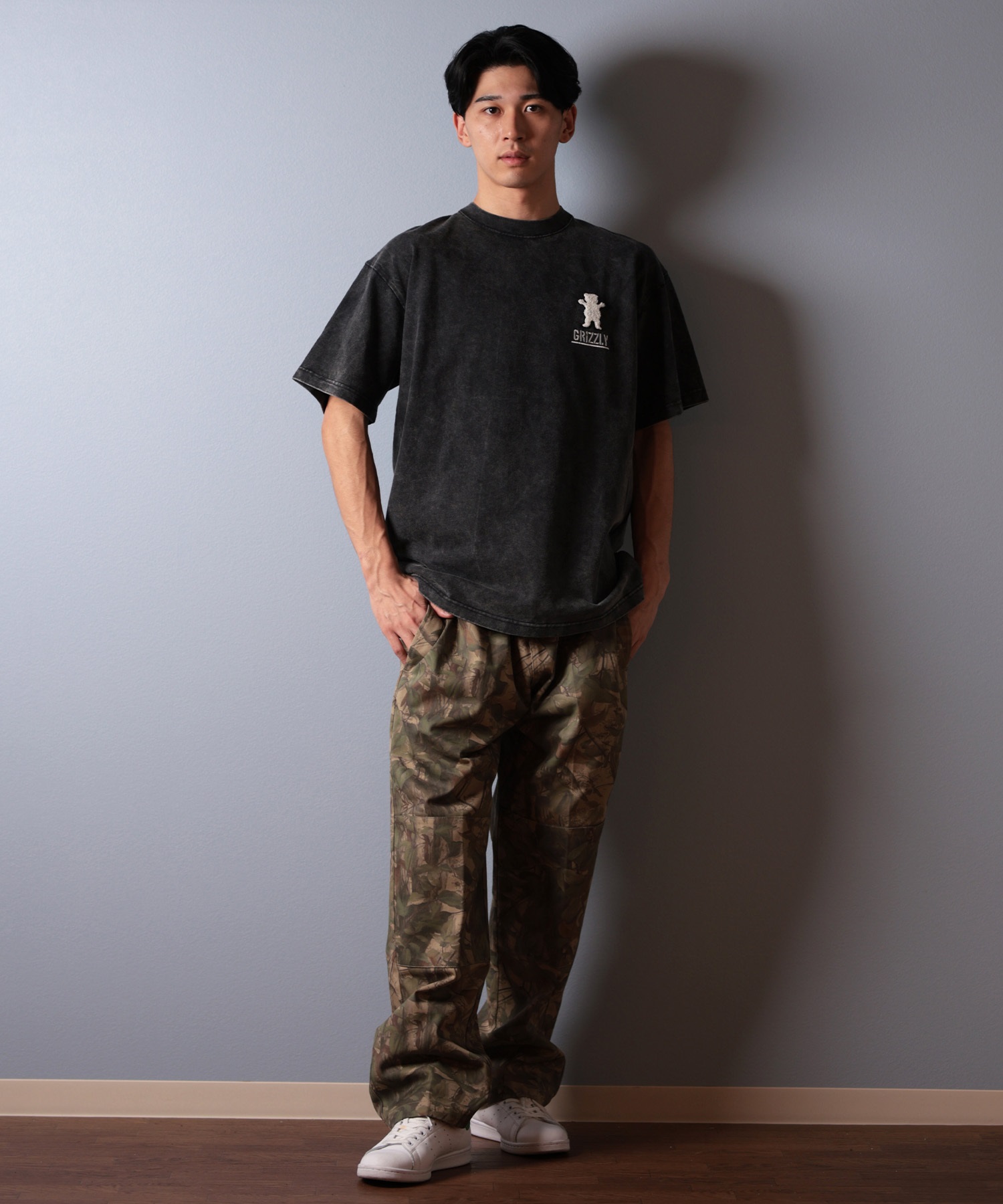 GRIZZLY グリズリー 半袖 Tシャツ メンズ バックプリント BIG PRINT BEAR G25SS1402 ムラサキスポーツ限定(WHT-M)
