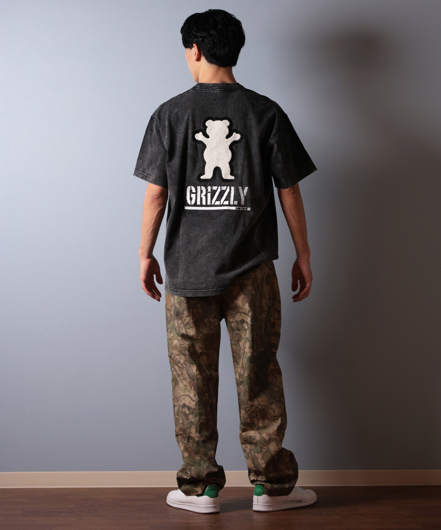 GRIZZLY グリズリー 半袖 Tシャツ メンズ バックプリント BIG PRINT BEAR G25SS1402 ムラサキスポーツ限定(WHT-M)