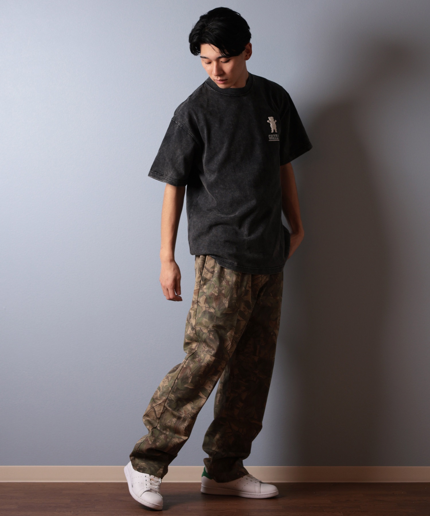 GRIZZLY グリズリー 半袖 Tシャツ メンズ バックプリント BIG PRINT BEAR G25SS1402 ムラサキスポーツ限定(WHT-M)