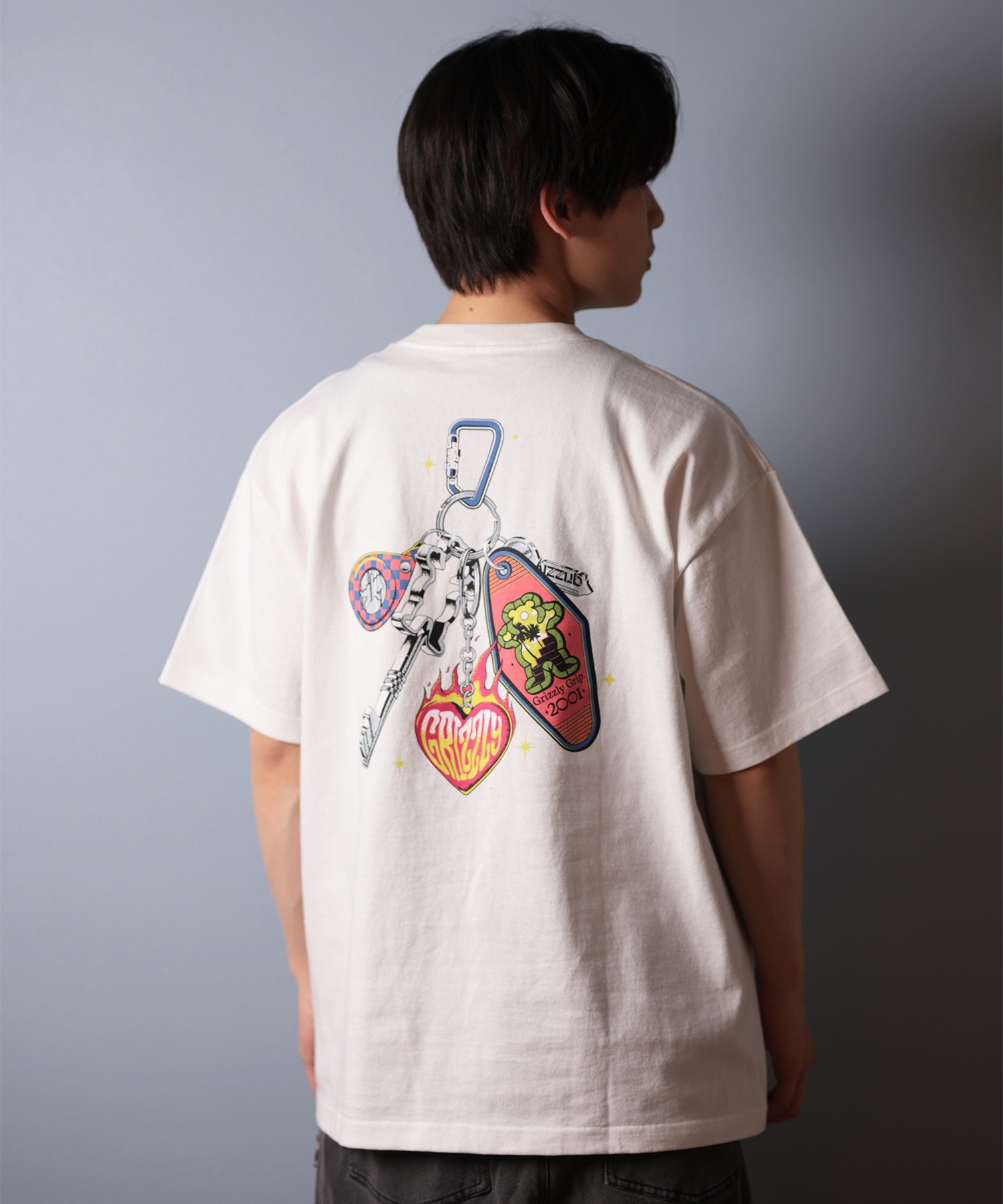 GRIZZLY グリズリー 半袖 Tシャツ メンズ バックプリント KEYS