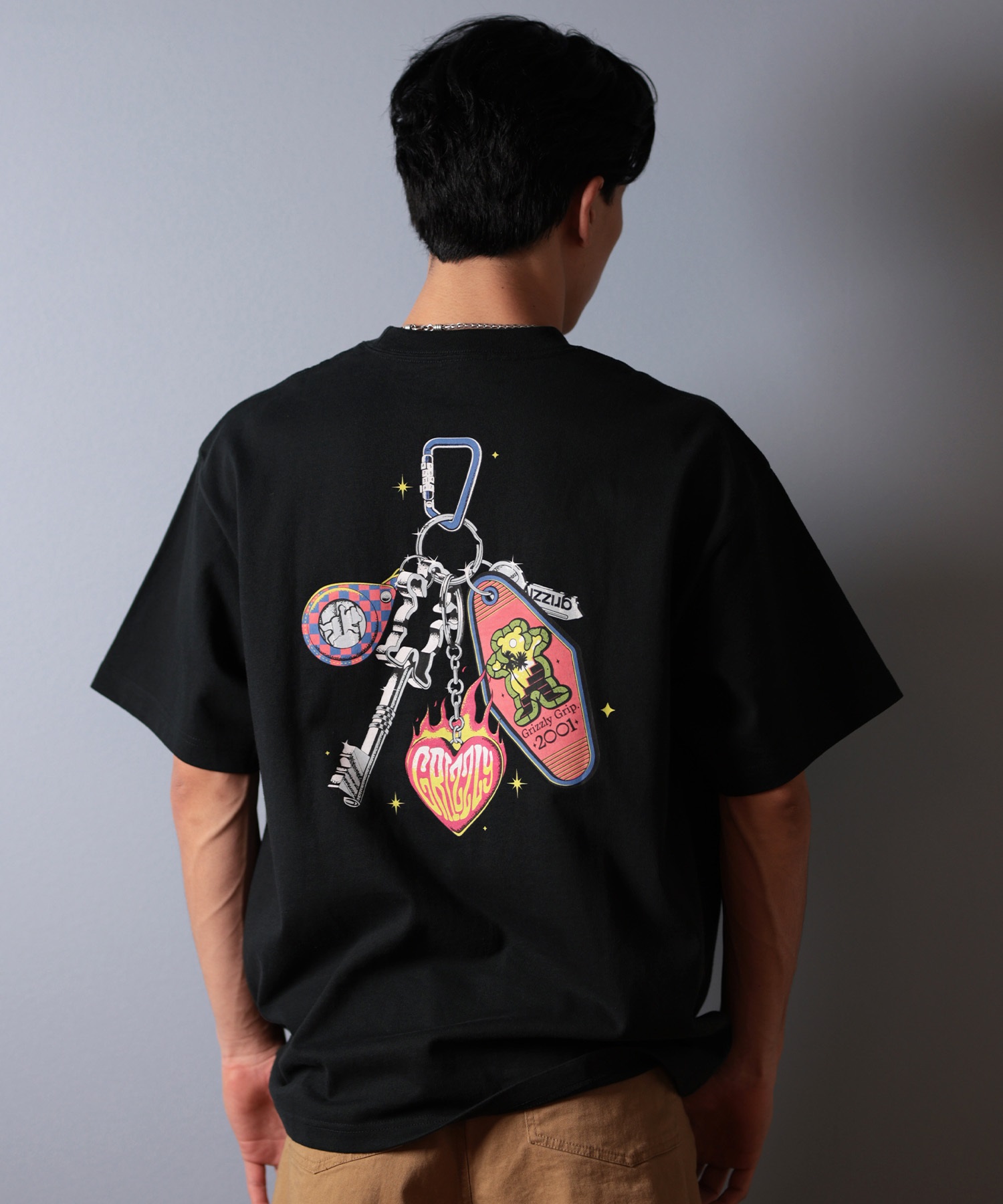 GRIZZLY グリズリー 半袖 Tシャツ メンズ バックプリント KEYS