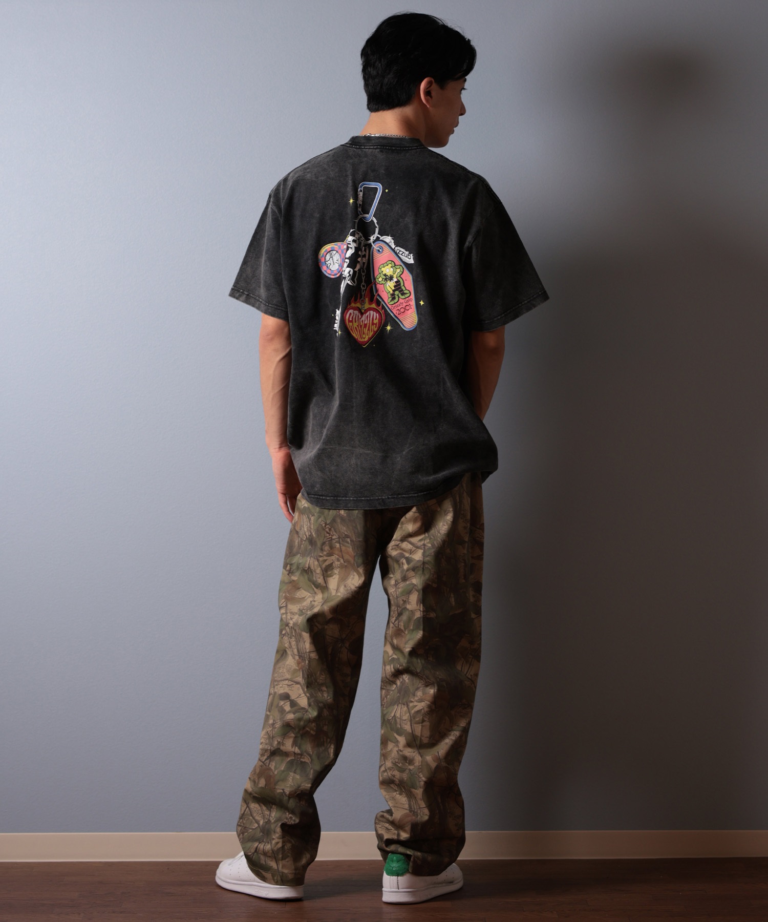 GRIZZLY グリズリー 半袖 Tシャツ メンズ バックプリント KEYS OPEN