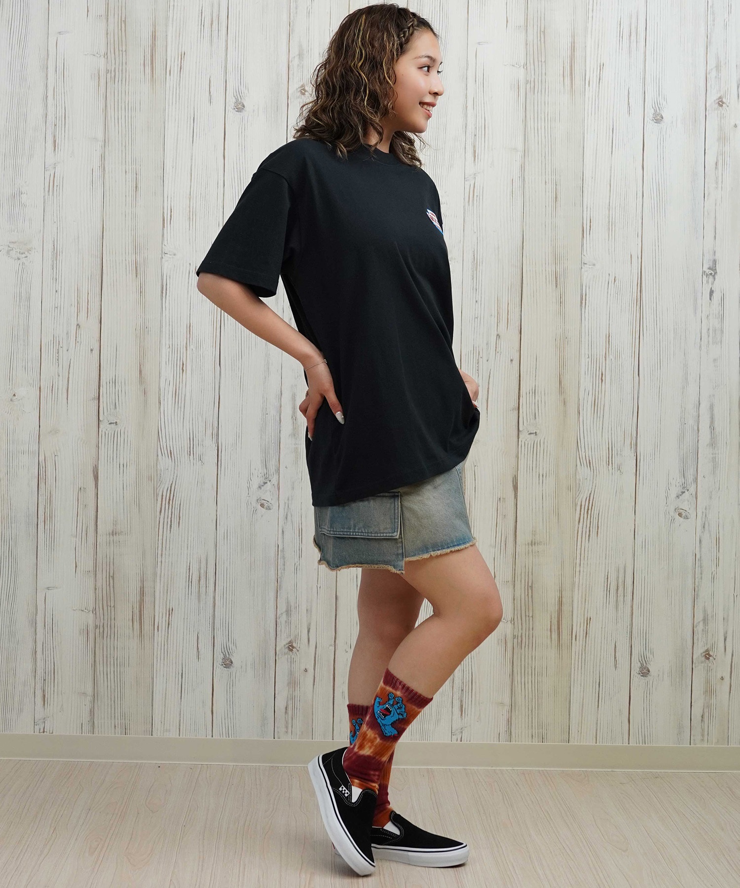 GRIZZLY グリズリー 半袖 Tシャツ レディース バックプリント オーバーサイズ G25SS1431(BLK-M)