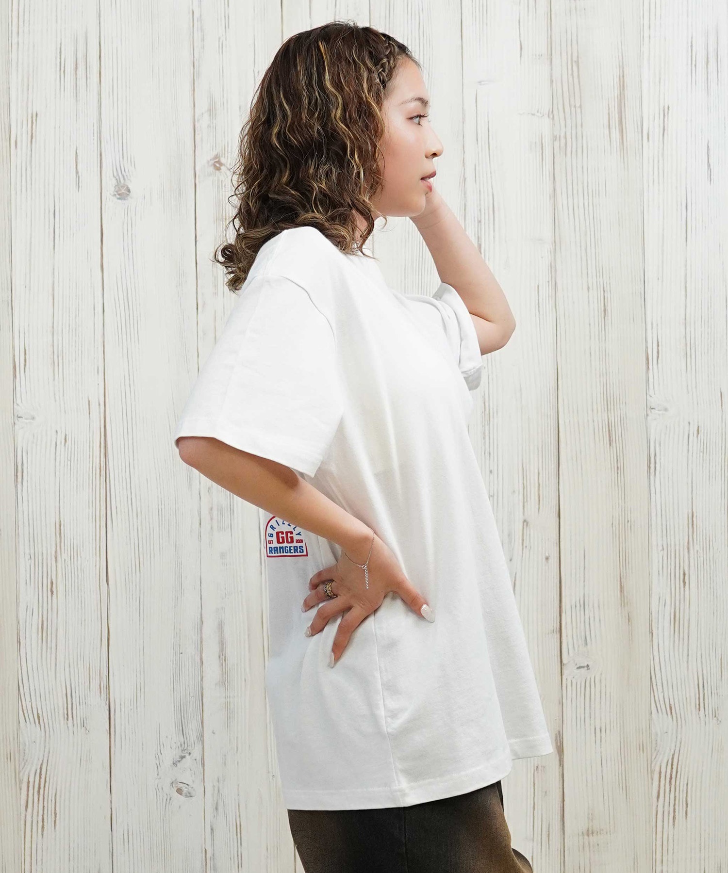 GRIZZLY グリズリー 半袖 Tシャツ レディース バックプリント オーバーサイズ G25SS1431(BLK-M)