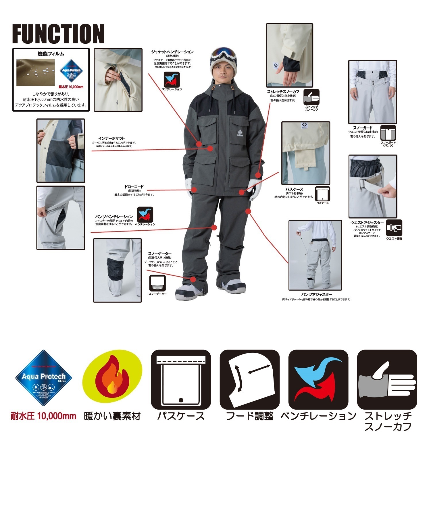 スノースポーツ　ウェア　グラバークリーク GRAVERCREEK グラバークリーク GC-8501 スノーボード ウェア