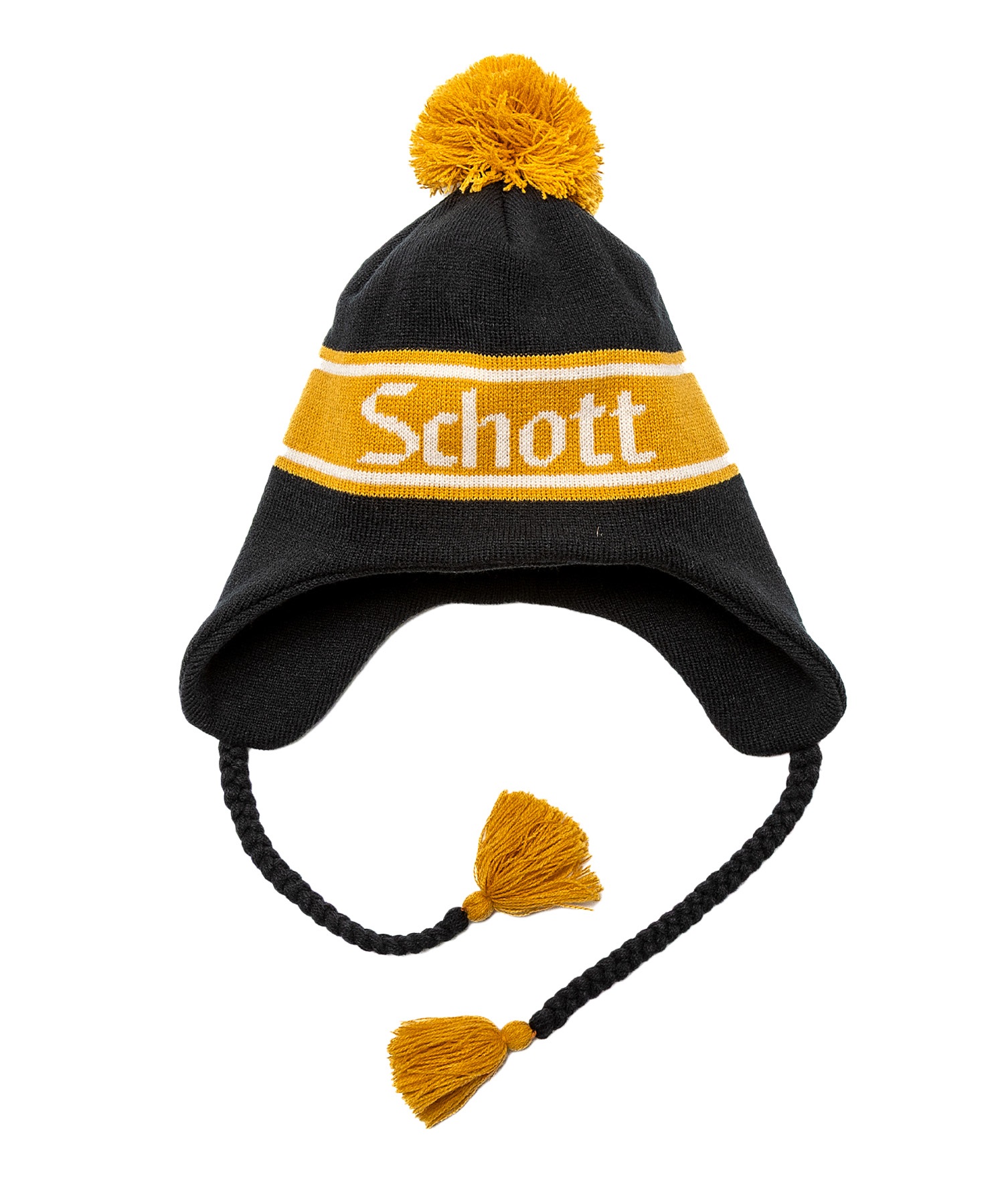 SCHOTT ショット ニット帽 ビーニー ニットキャップ ポンポン EARFLAP